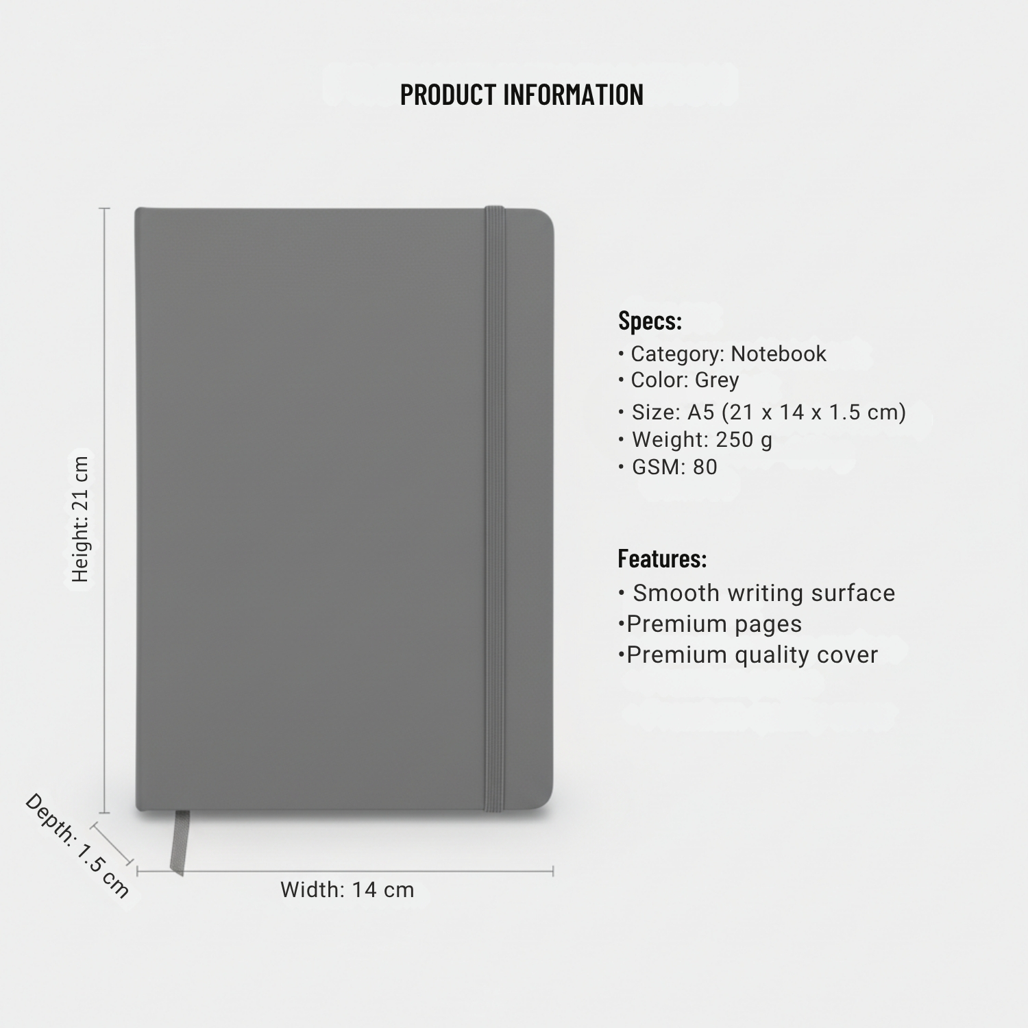 The UrbanEdge Notebook | Premium PU Leather A5 Notebook, Elastic Closure, Bookmark Ribbon, 80 GSM Ruled Pages | Executive Journal for Office, Meetings & Daily Use, Black view 4
