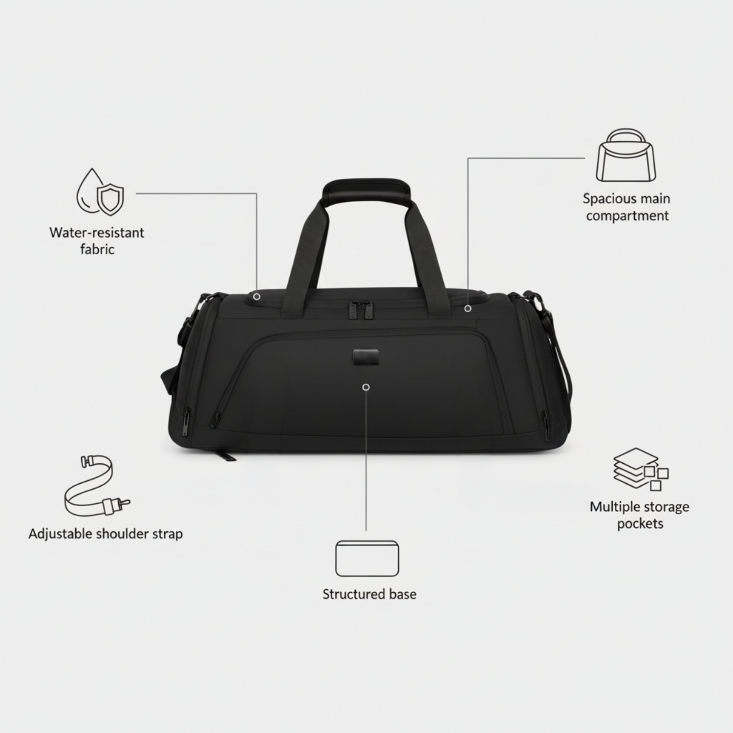 Elan Convertible Duffle Backpack | Water-Resistant Hybrid Bag with Spacious Compartment, Padded Straps & Soft-Grip Handles | Travel, Gym & Everyday Carry Bag view 3