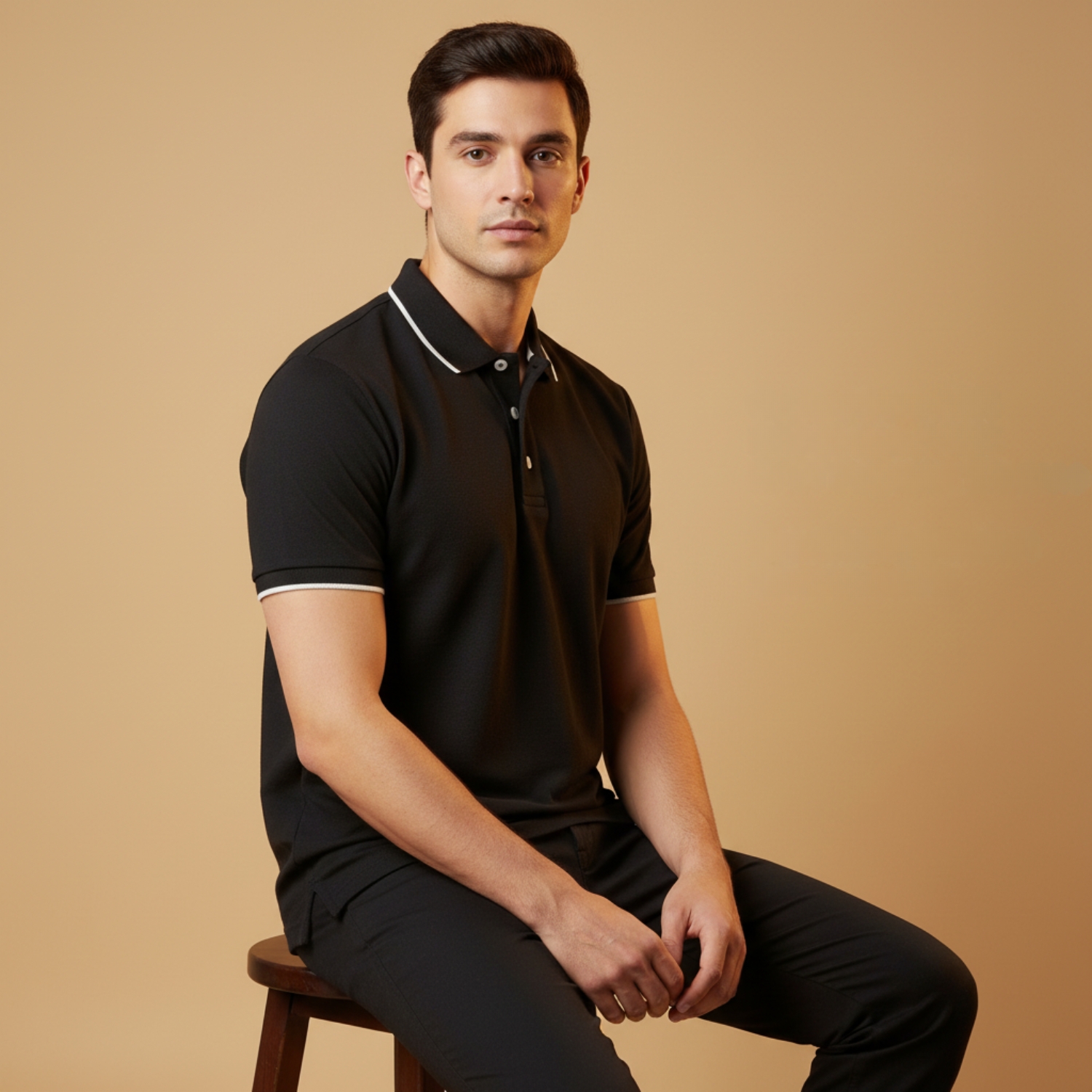 Re Blend T-Shirt | 65% Cotton, 35% Recycled Polyester Elastane Blend, Stretch Fit, Breathable & Sustainable | Smart Casual & Uniform Wear view 2