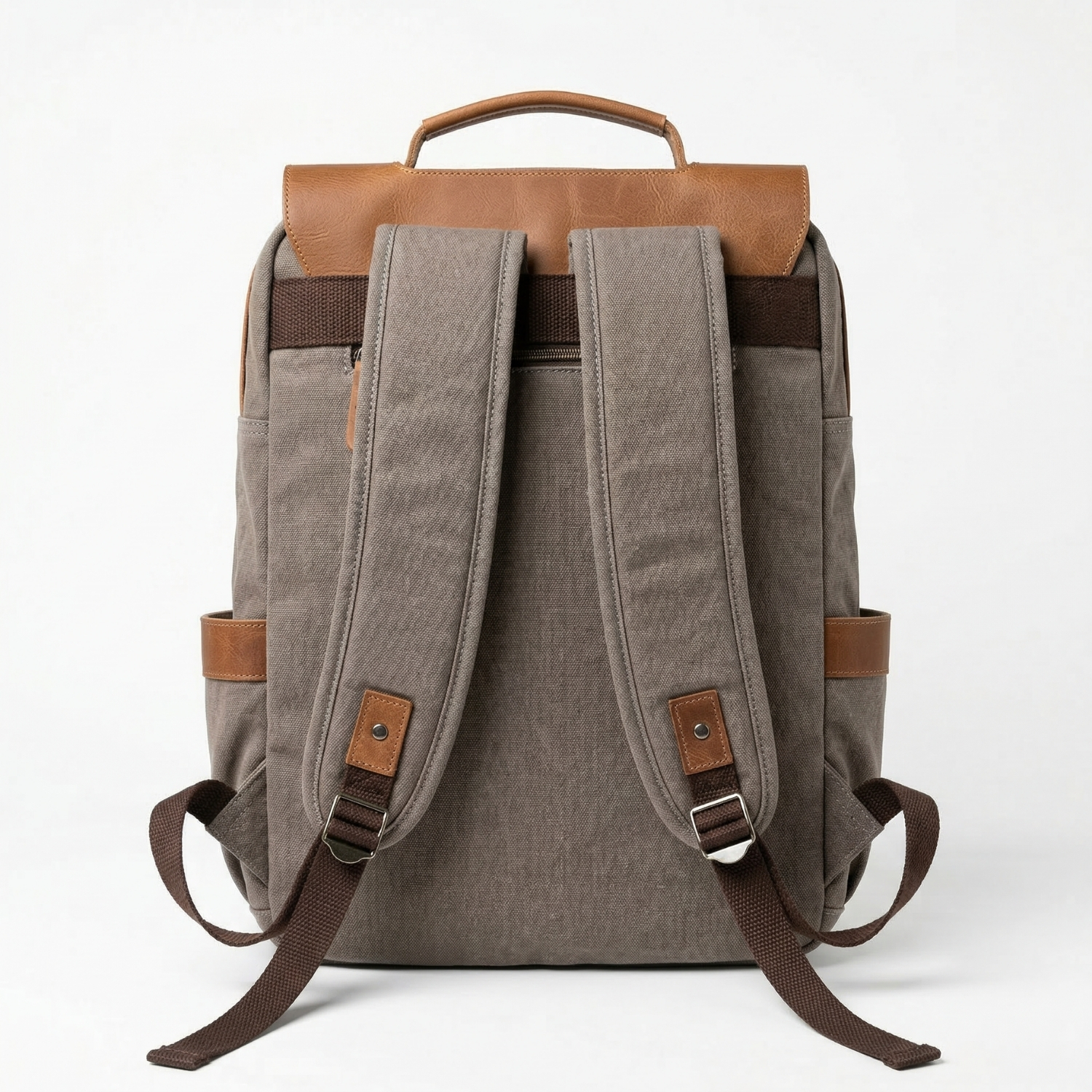 Canvas Leather Backpack | Heavy-Duty Canvas Bag with Flap Closure, Laptop Sleeve, Multi-Compartment Storage & Buckle Straps | Travel, Work & Everyday Carry Backpack view 2