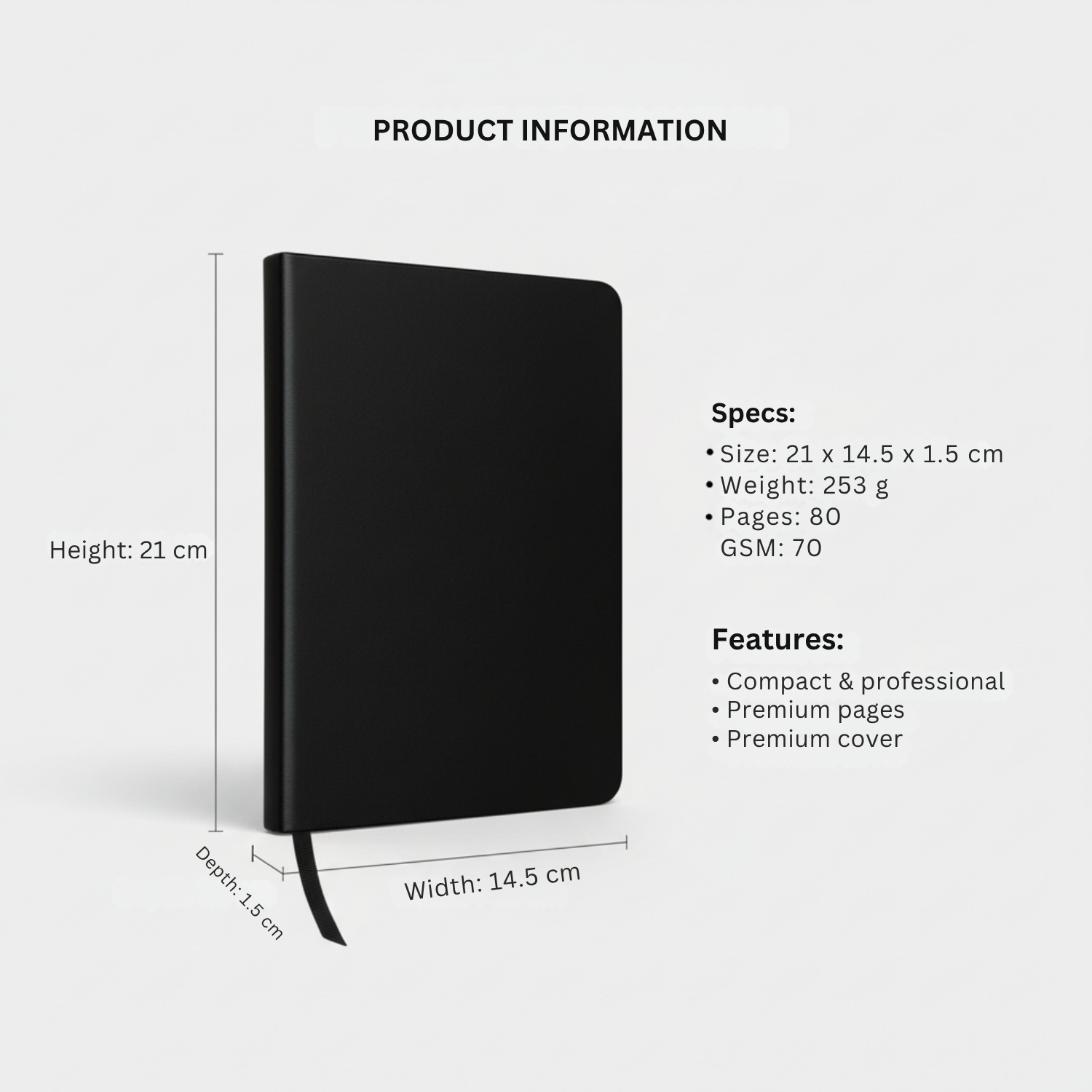 Soft Touch PU Journal | Soft-Touch Notebook with 80 Sheets 70 GSM Paper, Compact & Professional Design | Daily Writing & Corporate Gifting Notebook view 4