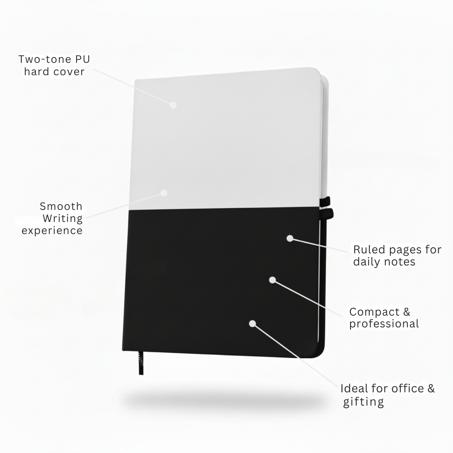 DuoTone Edgebook | A5 Two-Tone PU Hard Cover Notebook with Ruled Pages, Durable Design & Smooth Writing | Office, Meetings & Gifting view 3