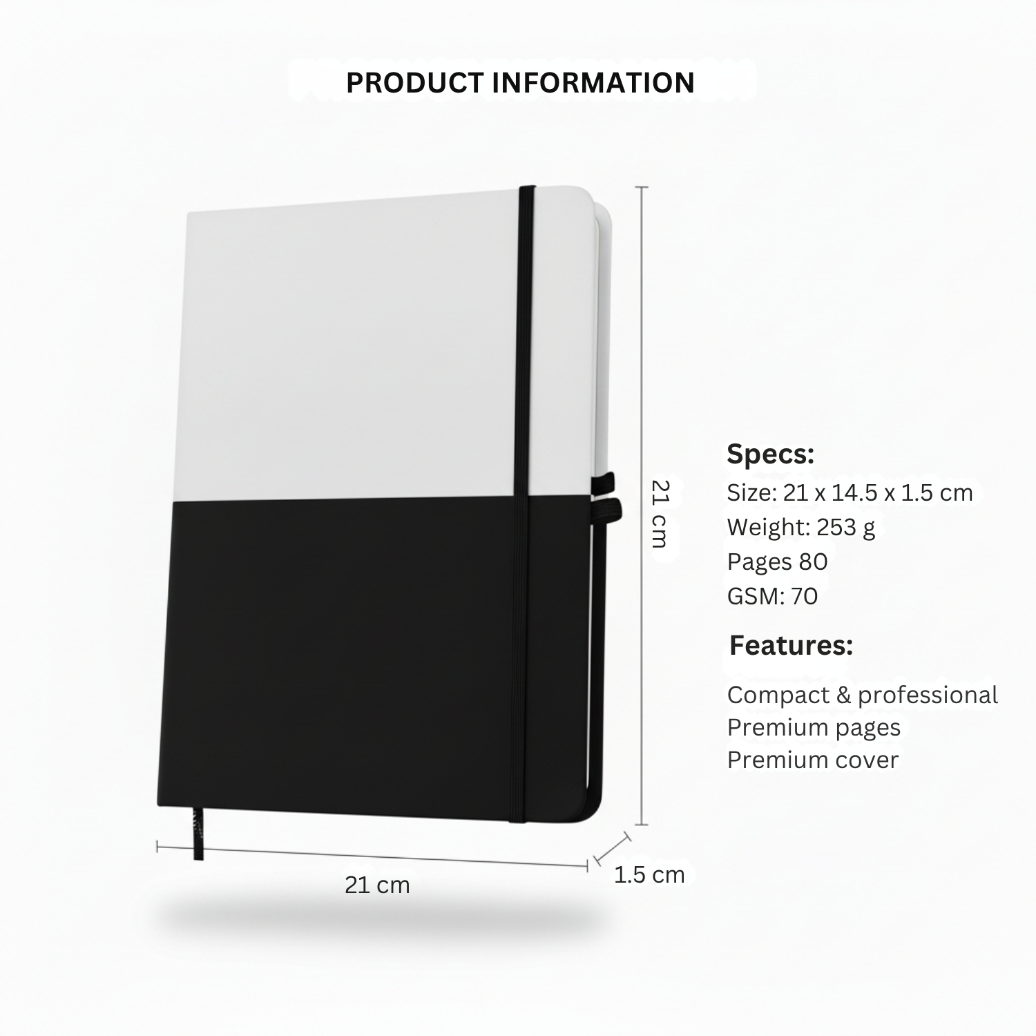 DuoTone Edgebook | A5 Two-Tone PU Hard Cover Notebook with Ruled Pages, Durable Design & Smooth Writing | Office, Meetings & Gifting view 4