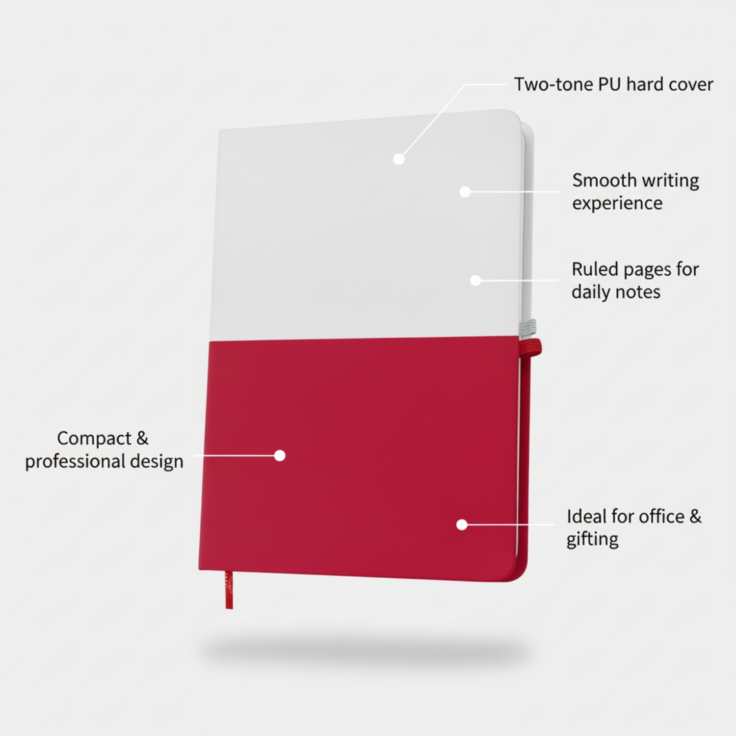 DuoTone Edgebook | A5 Two-Tone PU Hard Cover Notebook with Ruled Pages, Durable Design & Smooth Writing | Office, Meetings & Gifting view 3