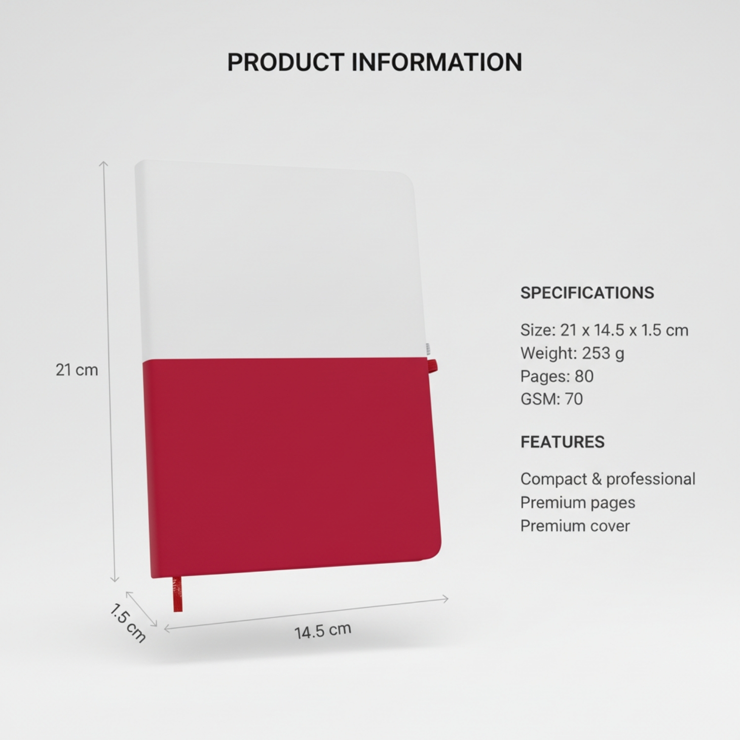 DuoTone Edgebook | A5 Two-Tone PU Hard Cover Notebook with Ruled Pages, Durable Design & Smooth Writing | Office, Meetings & Gifting view 4