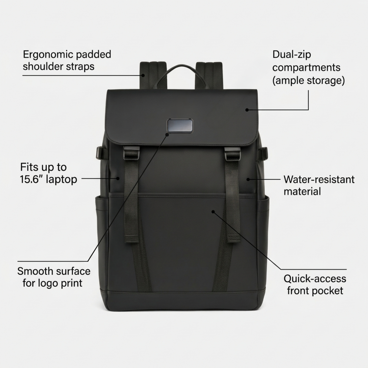 Trailix Laptop Backpack | Water-Resistant Backpack with 15.6” Laptop Compartment, Dual-Zip Storage & Ergonomic Straps | Office, Travel & Everyday Carry Bag view 3