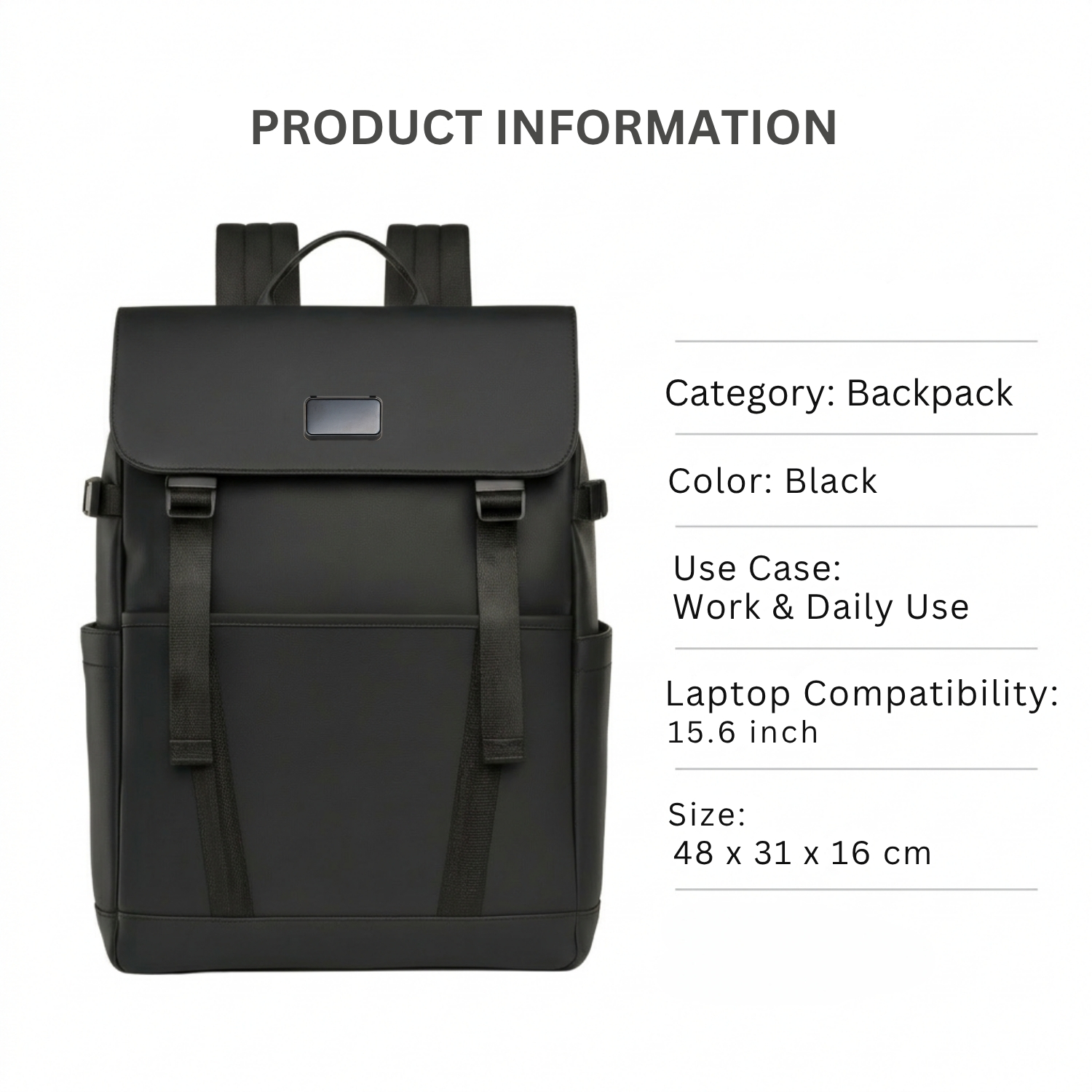 Trailix Laptop Backpack | Water-Resistant Backpack with 15.6” Laptop Compartment, Dual-Zip Storage & Ergonomic Straps | Office, Travel & Everyday Carry Bag view 4