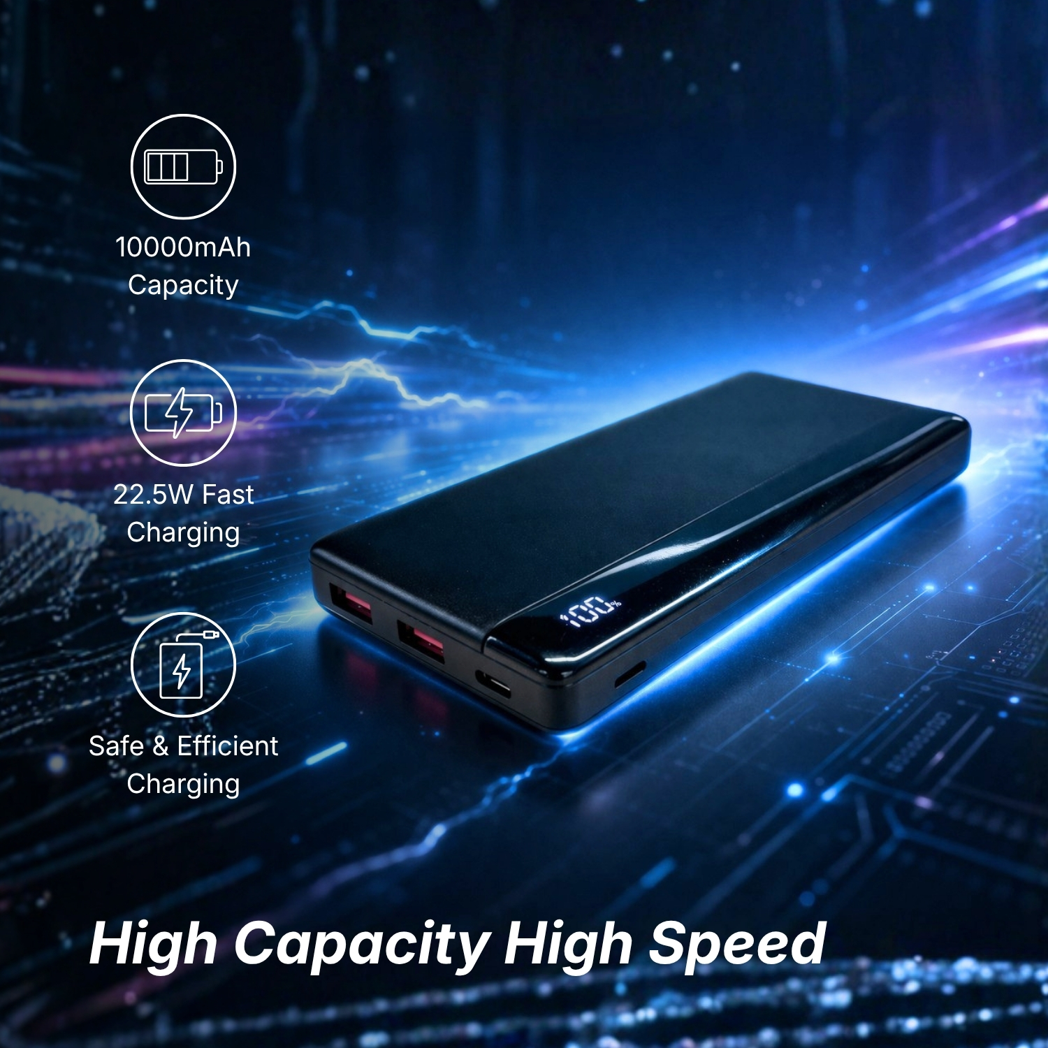 Pulse Power Bank 10K | 10000mAh Fast Charging Power Bank, 22.5W Output, USB-A & Type-C Ports, Compact Design | Portable Charger for Travel & Daily Use view 4