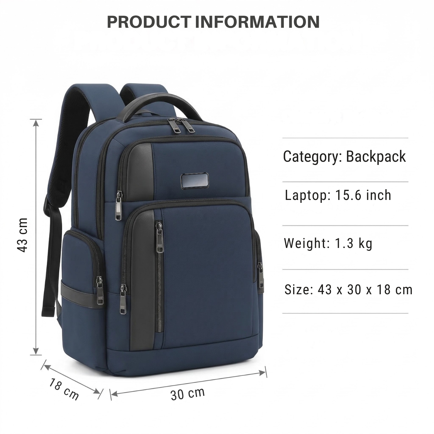 Kivra Laptop Backpack | Water-Resistant Backpack with 15.6” Laptop Compartment, Dual-Zip Storage & Ergonomic Straps | Office, Travel & Everyday Carry Bag view 4