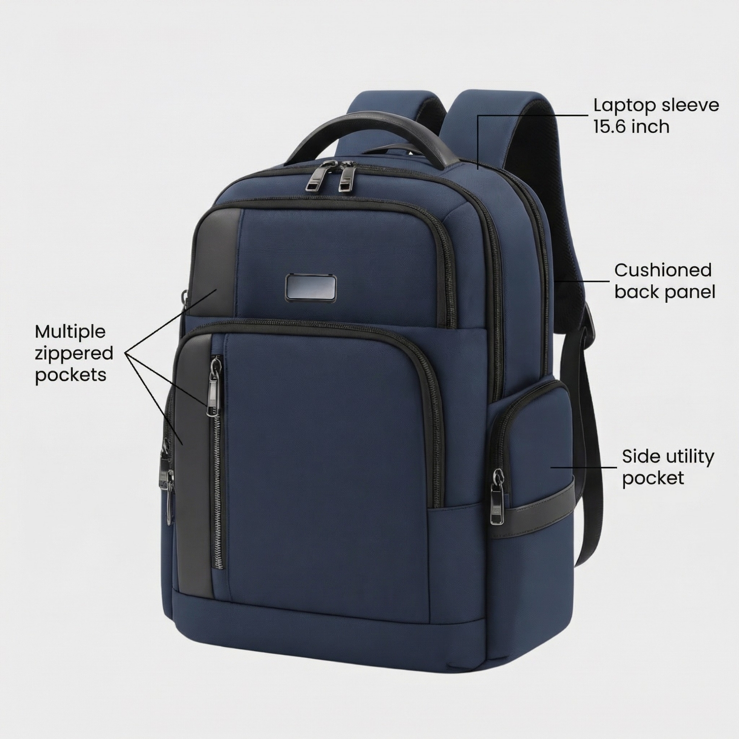 Kivra Laptop Backpack | Water-Resistant Backpack with 15.6” Laptop Compartment, Dual-Zip Storage & Ergonomic Straps | Office, Travel & Everyday Carry Bag view 3