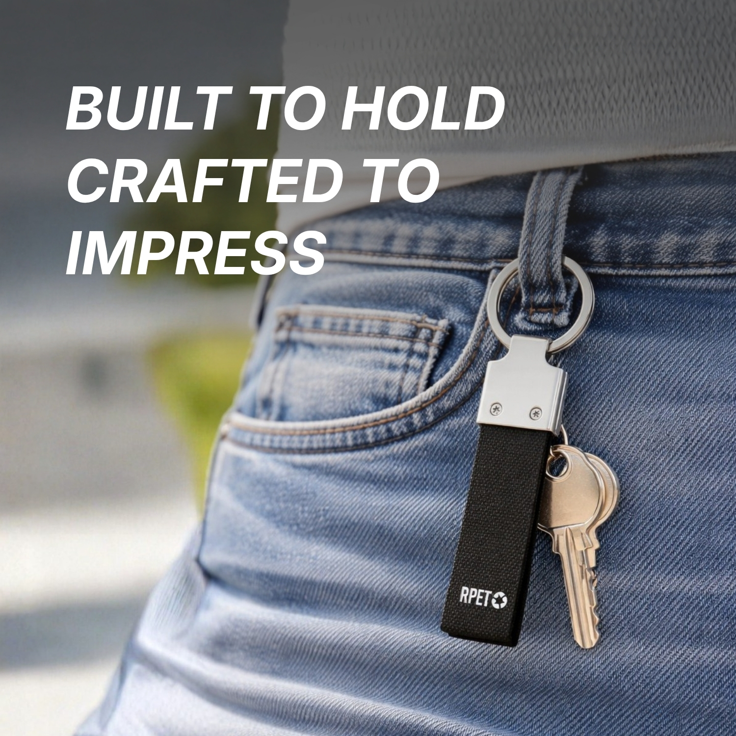 Eco Loop RPET  Keychain | Recycled Fabric & Metal Keychain with Strong Ring, Lightweight & Durable Design, Laser Engraving Ready | Corporate Gifting Keychain view 4