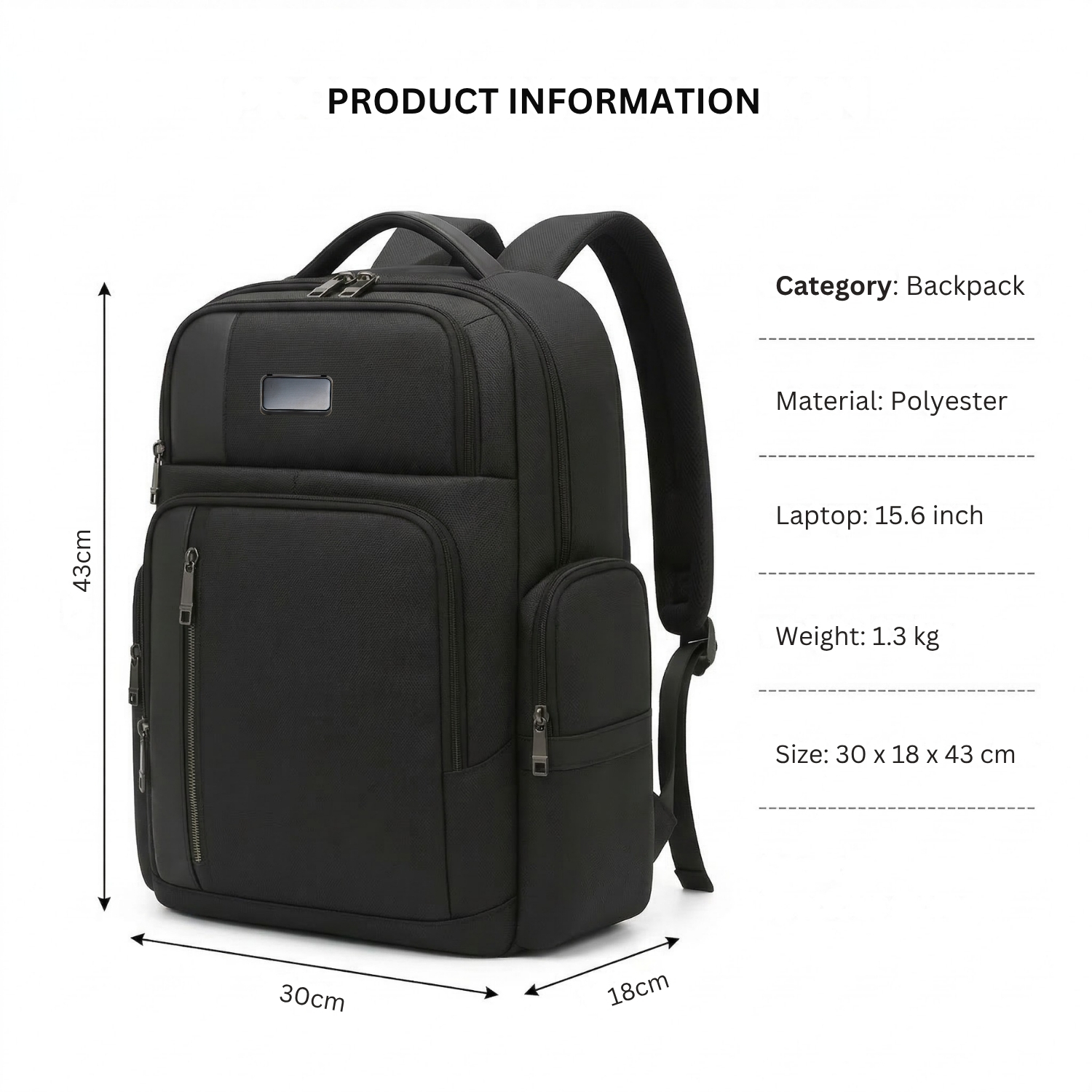 Groovo Laptop Backpack | Durable Backpack with 15.6” Padded Laptop Sleeve, Multi-Zip Storage, Mesh Side Pockets & Reinforced Straps | Everyday & Travel Carry Bag view 4