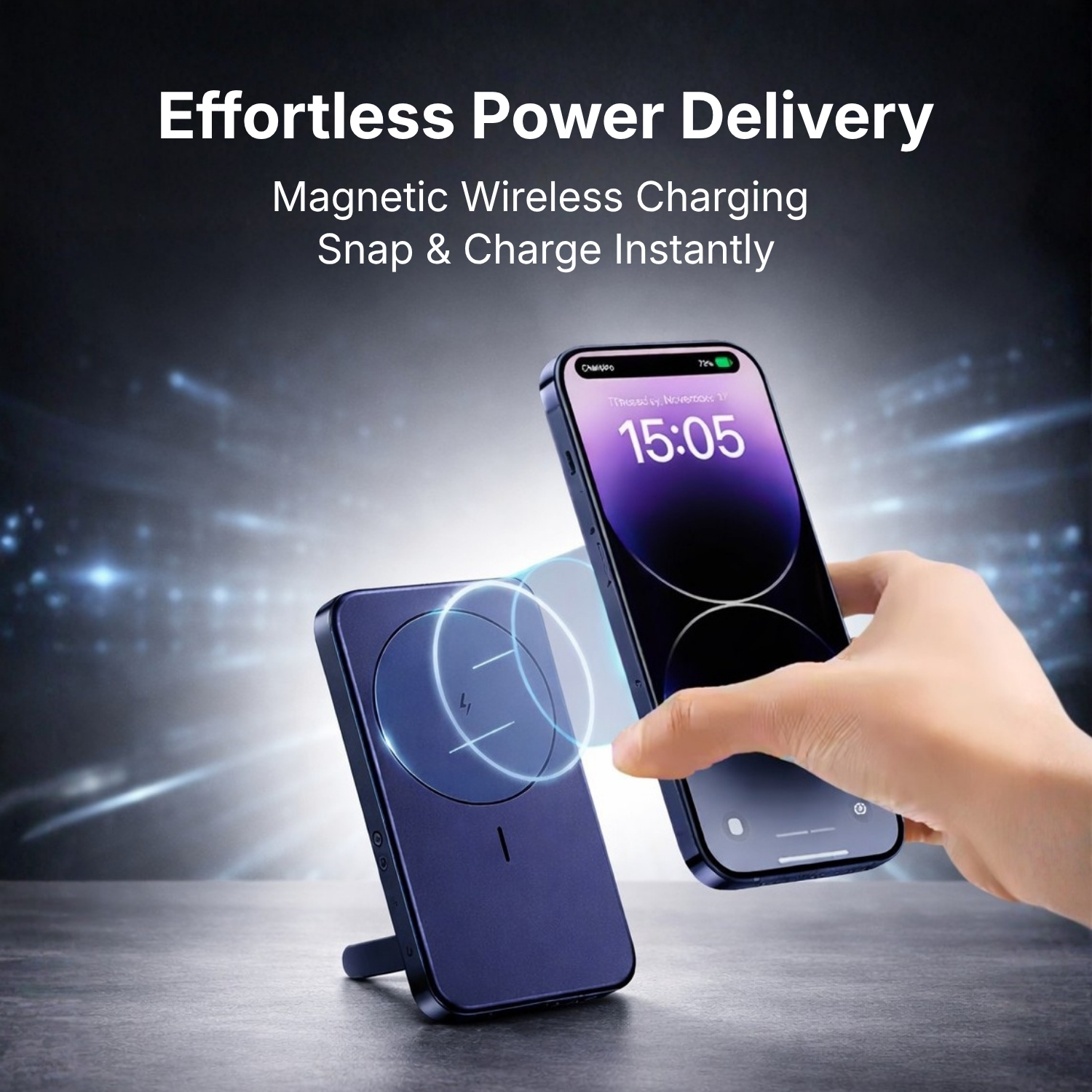 10000mAh Magnetic Wireless Power Bank | 15W Wireless, 22.5W USB-A & 20W USB-C Fast Charging, Foldable Stand & LED Indicators | Multi-Device Charging Power Bank view 4