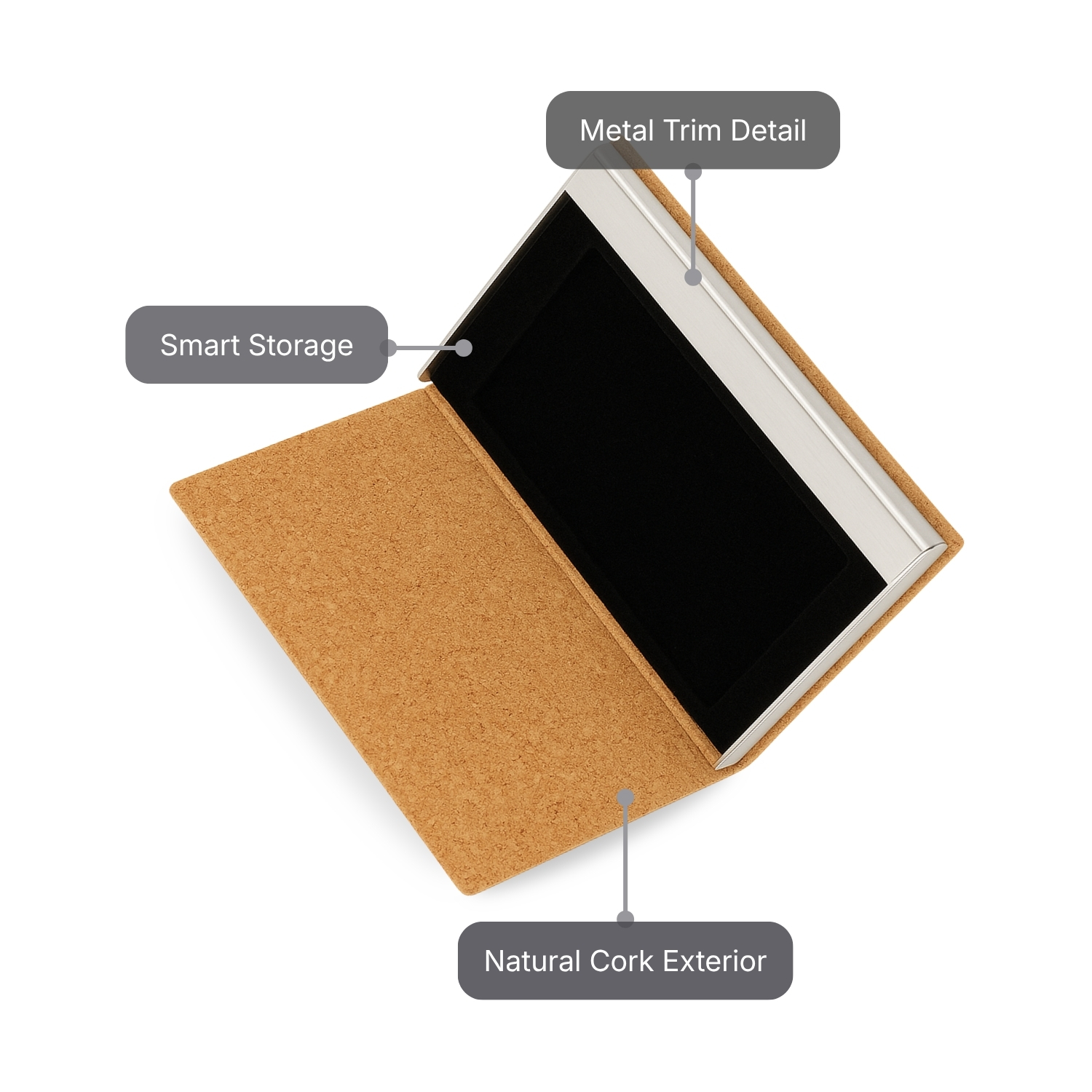 Cork Business Card Case | Eco-Friendly Business Card Holder with Metal Trim & Laser Engraving Panel, Lightweight & Elegant Design | Corporate Gifting Accessory view 2