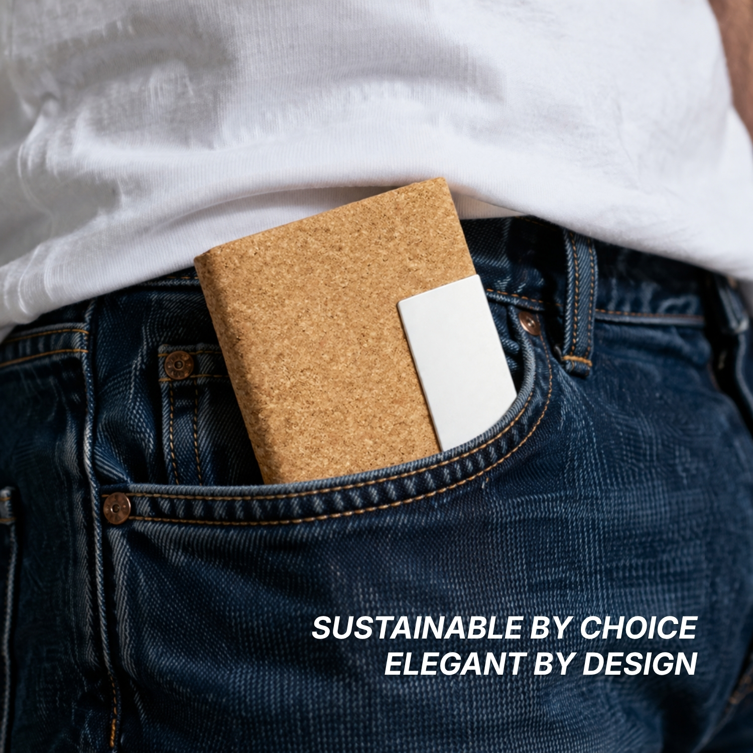 Cork Business Card Case | Eco-Friendly Business Card Holder with Metal Trim & Laser Engraving Panel, Lightweight & Elegant Design | Corporate Gifting Accessory view 4