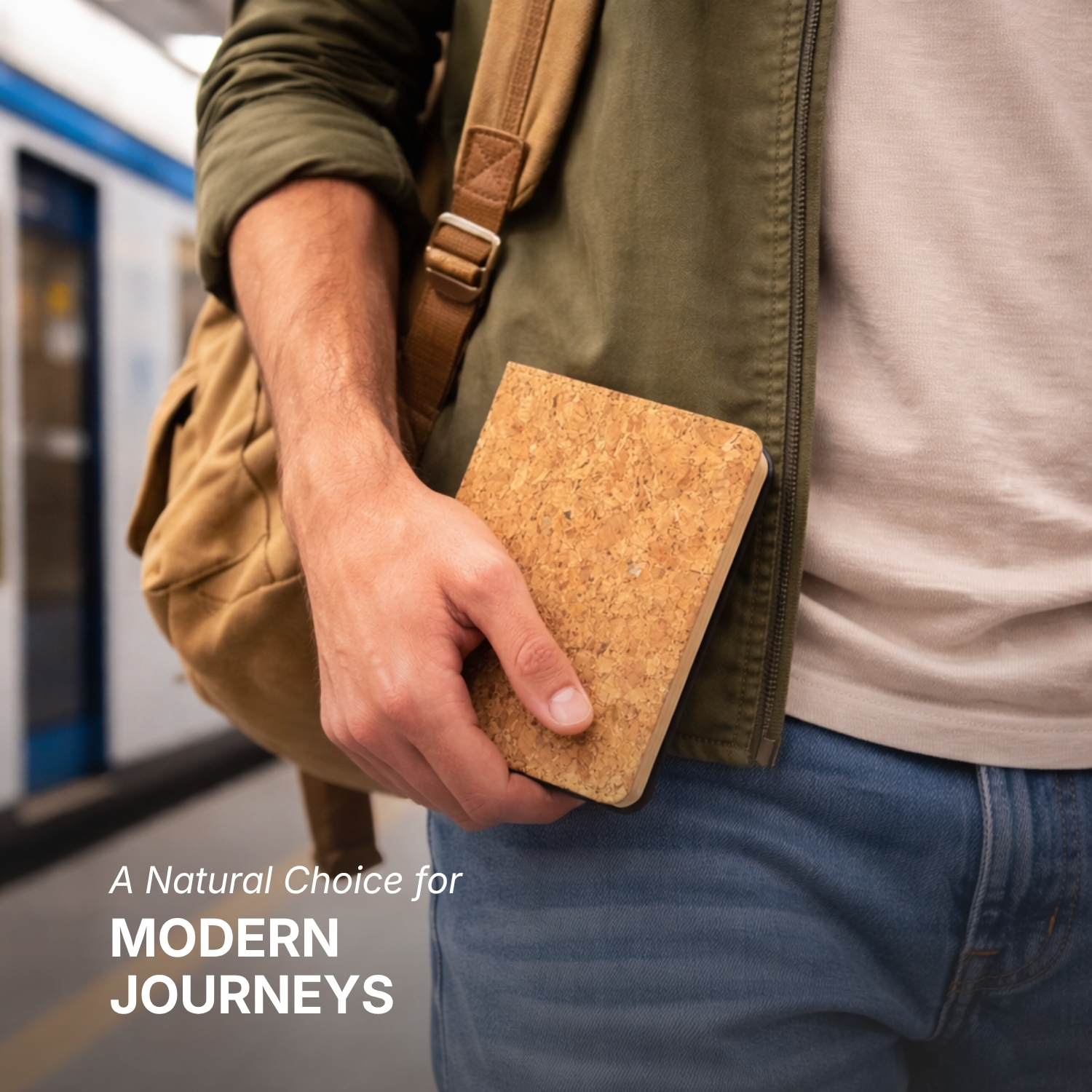 Cork Port Travel Folder | Eco-Friendly Travel Wallet with Natural Cork Finish, Lightweight & Durable, Minimalist Design | Sustainable Travel Accessory view 4
