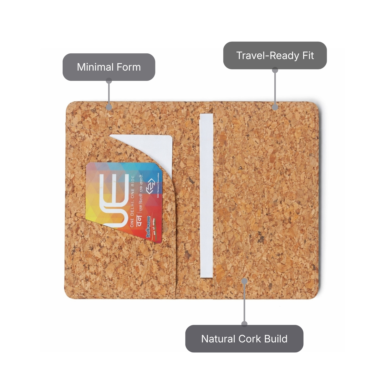 Cork Port Travel Folder | Eco-Friendly Travel Wallet with Natural Cork Finish, Lightweight & Durable, Minimalist Design | Sustainable Travel Accessory view 2