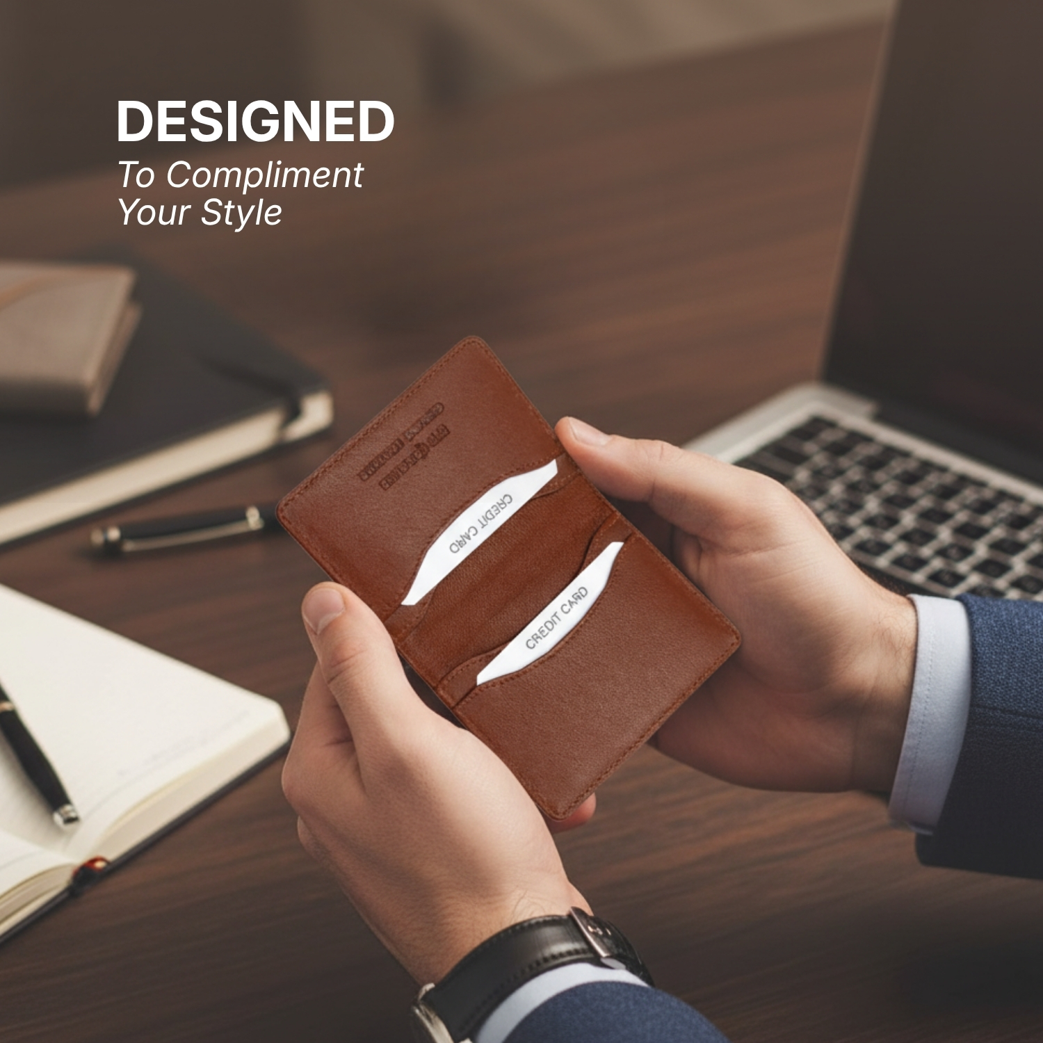 Swift Card Holder | Faux Leather Minimalist Card Wallet with Multi-Slot Storage, Fold Closure & Compact Design | Everyday Carry for Professionals & Travel view 4
