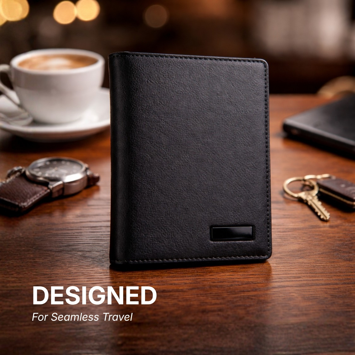 Jet Pass Passport Holder | Slim Leatherette Travel Wallet with Card Slots, Cash Storage & Secure Snap Closure | Compact Travel Organizer view 3