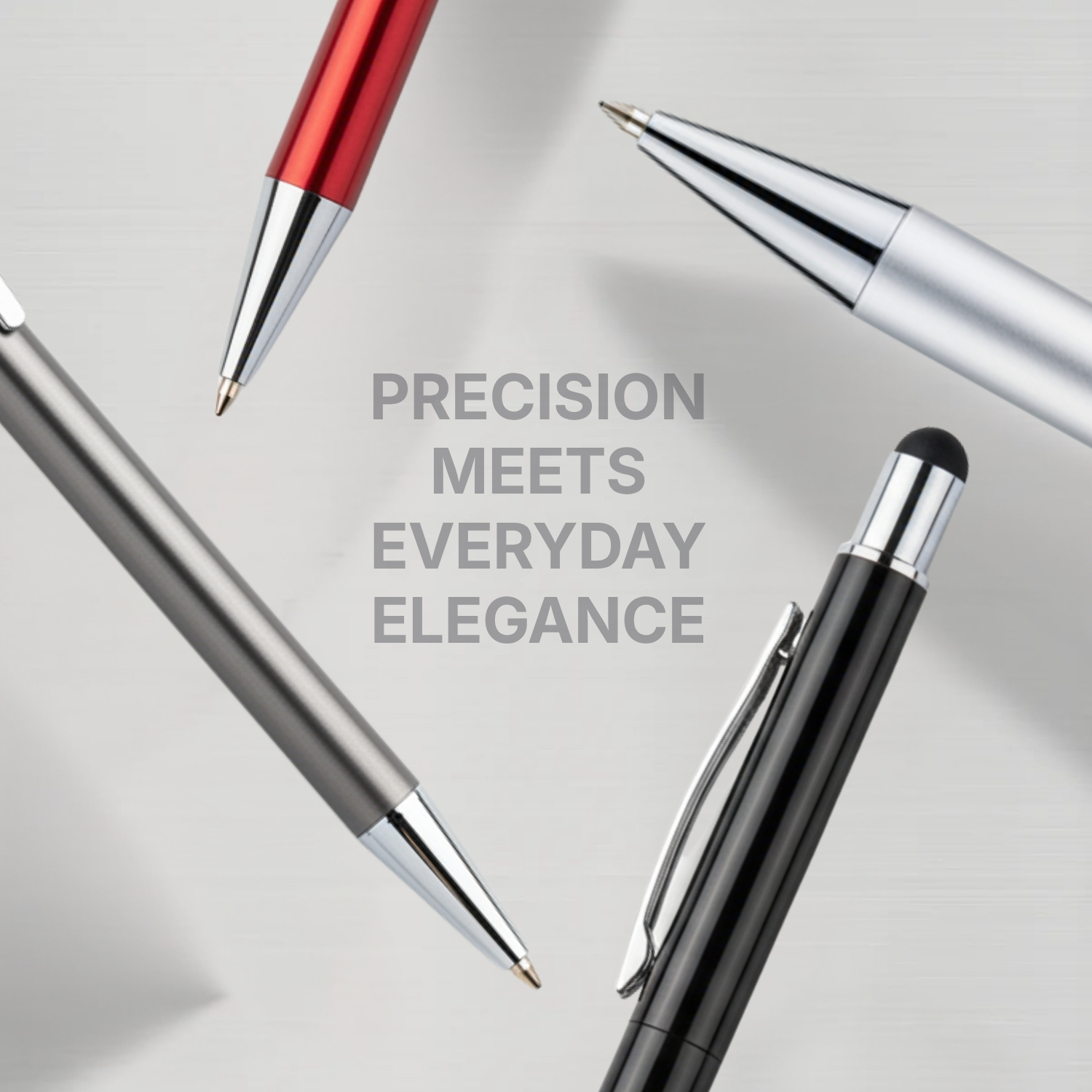 Alu Mark Slim pen | Premium Recycled Aluminum Pen with Stylus, Matte Gunmetal Finish, German Blue Ink Refill | Eco-Friendly Executive Pen for Office & Gifting, Grey view 4