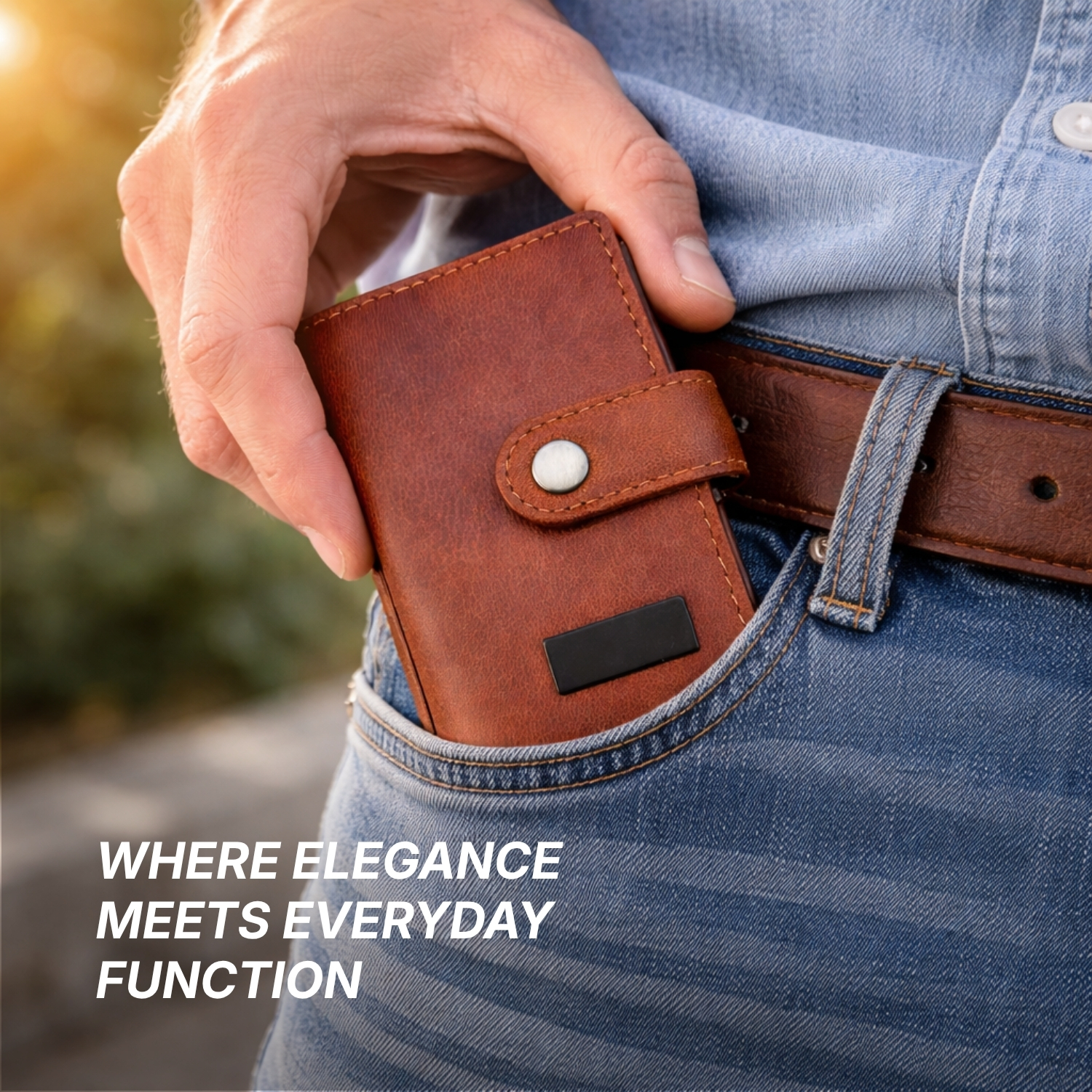 Vero Card Holder | Premium Leather Card Wallet with Pull-Tab Access, Snap Closure & Multi-Slot Storage | Slim Executive Card Case view 4