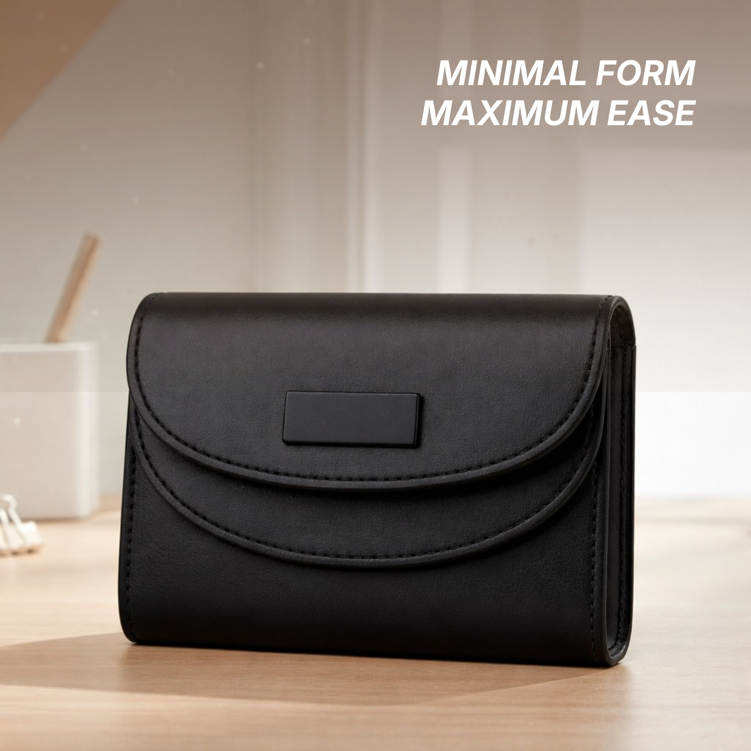 Pure Hold Card Holder | Envelope Style Leather Card Wallet with Magnetic Snap Closure & Compact Design | Slim Professional Card Case view 3