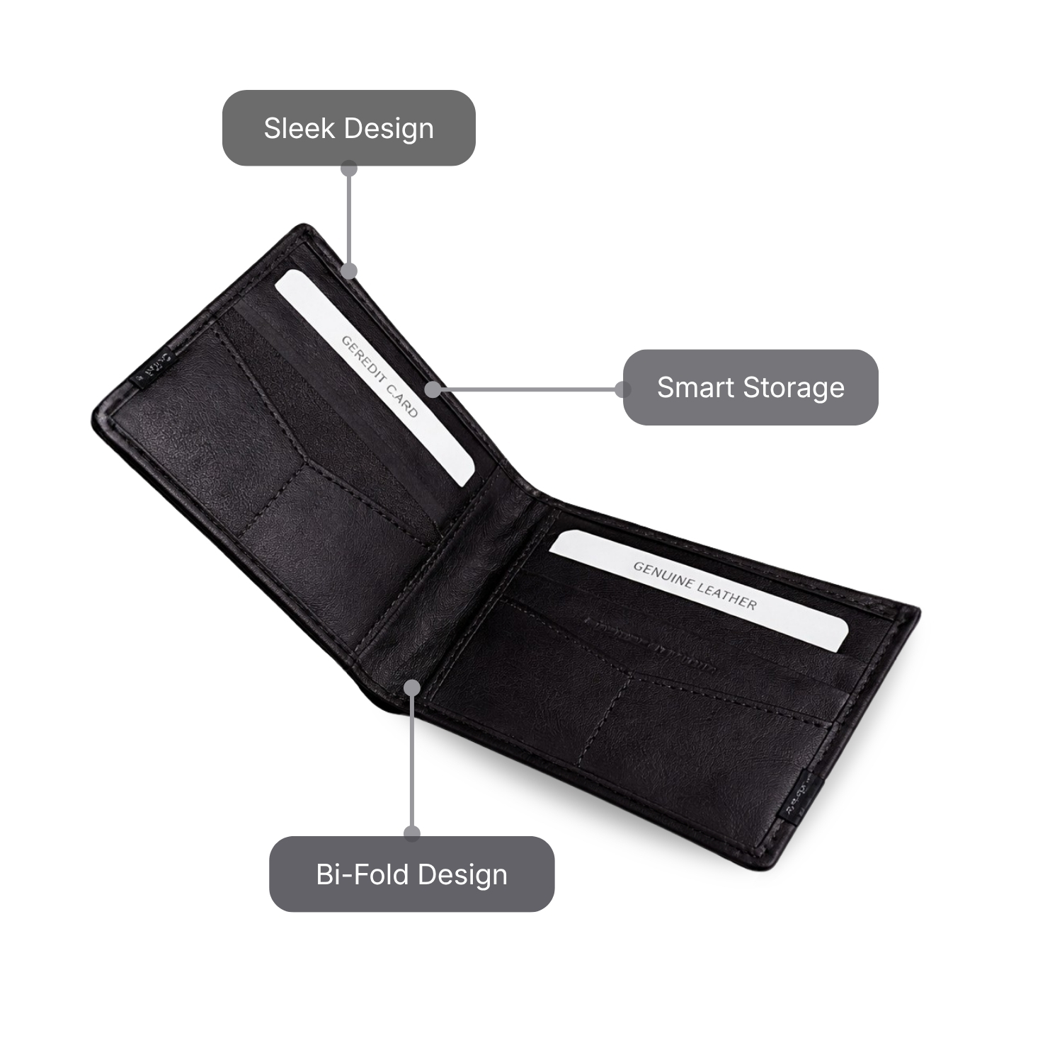 Prime Fold Wallet 2 | Dual-Tone Leatherette Bi-Fold Wallet with Card Slots, ID Window & Cash Compartment | Slim Executive Wallet view 2