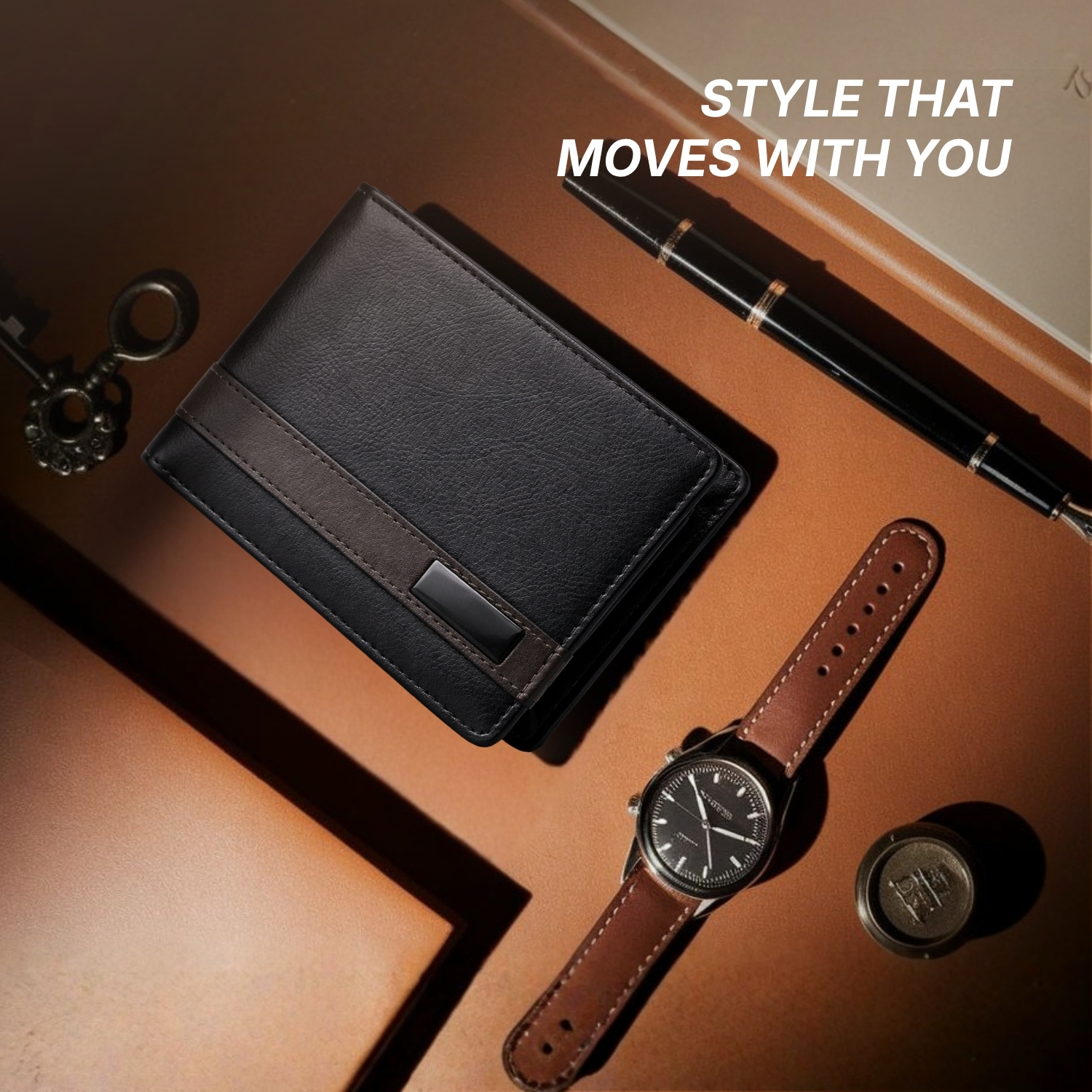 Prime Fold Wallet 2 | Dual-Tone Leatherette Bi-Fold Wallet with Card Slots, ID Window & Cash Compartment | Slim Executive Wallet view 3