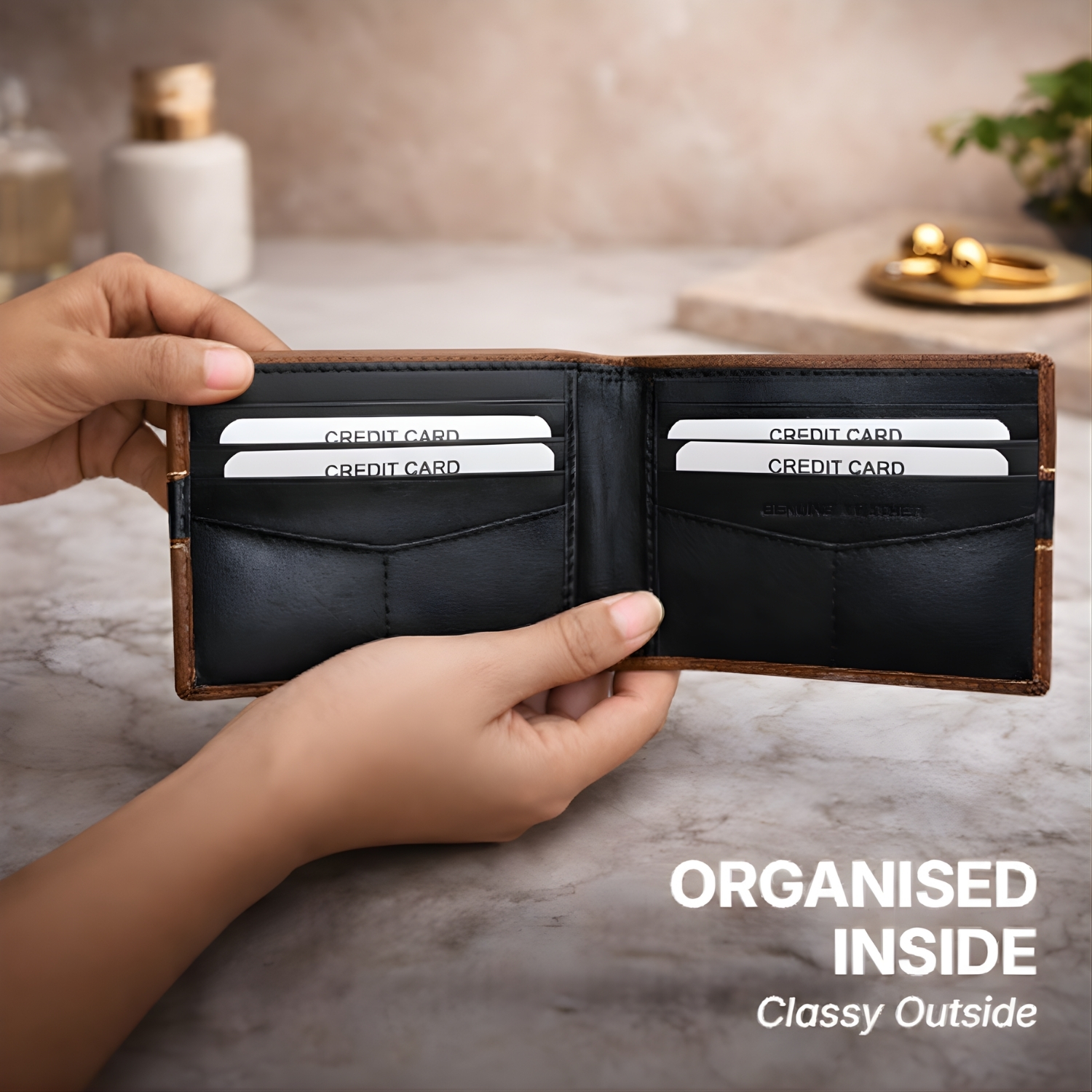 Urban Edge Wallet 2 | Premium Leatherette Bi-Fold Wallet with Card Slots, ID Window & Cash Compartment, Slim Soft-Touch Design | Corporate & Everyday Use Wallet view 3