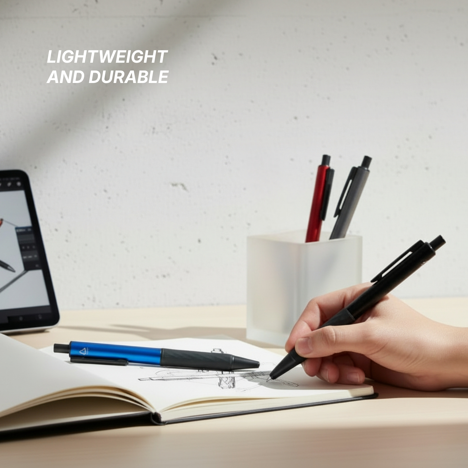 " Alu Mark Lite Eco-Friendly Recycled Aluminium Ball Pen with Rubber Grip | Matte Finish | Lightweight Corporate Gift Pen | Click/Twist Mechanism" view 4