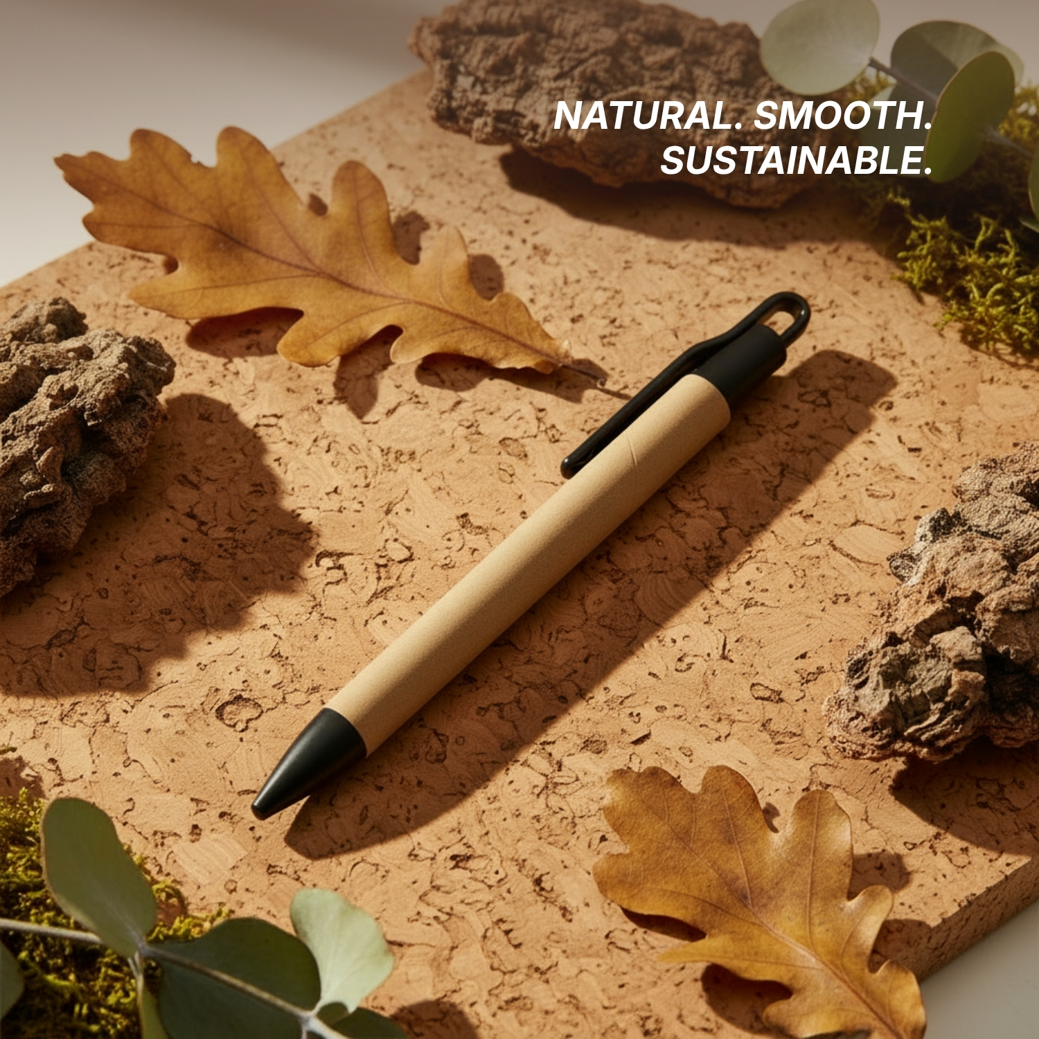 Cork Leaf Eco Pen | Eco-Friendly Ball Pen with Cork Barrel, Wheat Straw Components & Quick-Dry Ink | Sustainable Writing Pen for Corporate & Everyday Use view 3