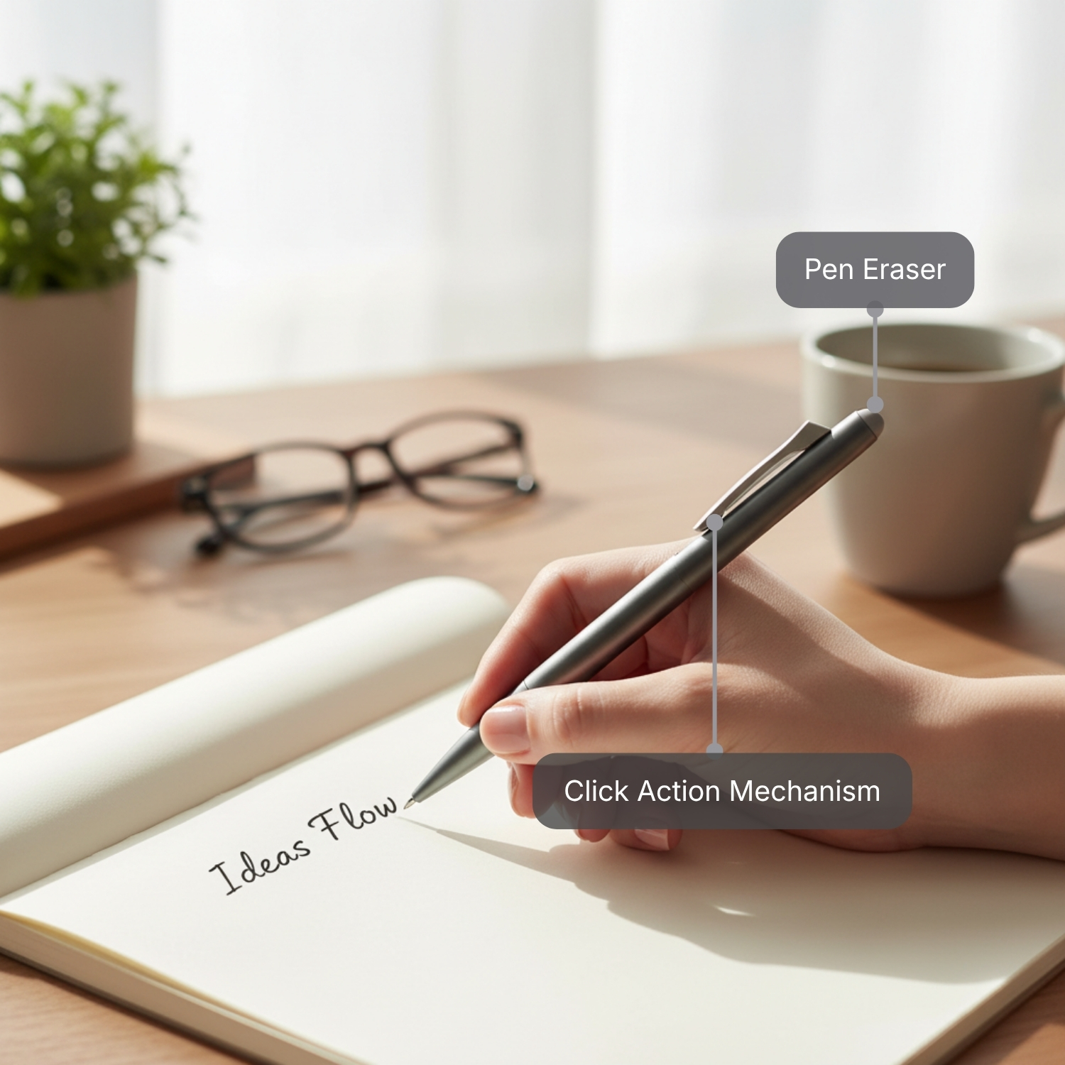 Fade Free Ink Pen | Twist-Action Ball Pen with Dual-Tone Barrel, Chromed Ring & Metal Clip | Premium Writing Pen for Office & Corporate Gifting view 2