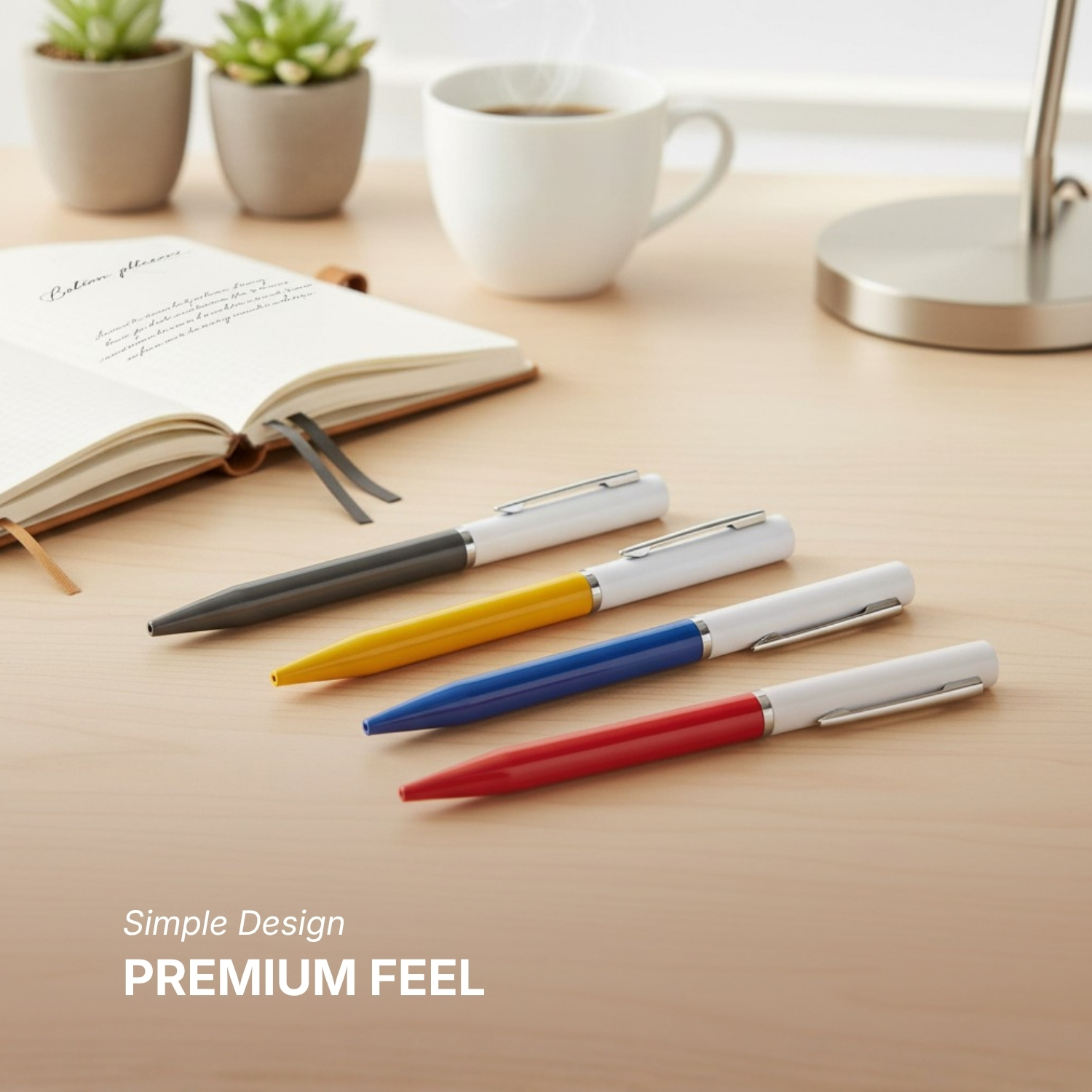 Twist Ballpen | Dual-Tone Twist-Action Pen with White & Color Barrel, Chromed Ring & Metal Clip | Premium Writing Pen for Office & Corporate Gifting view 3