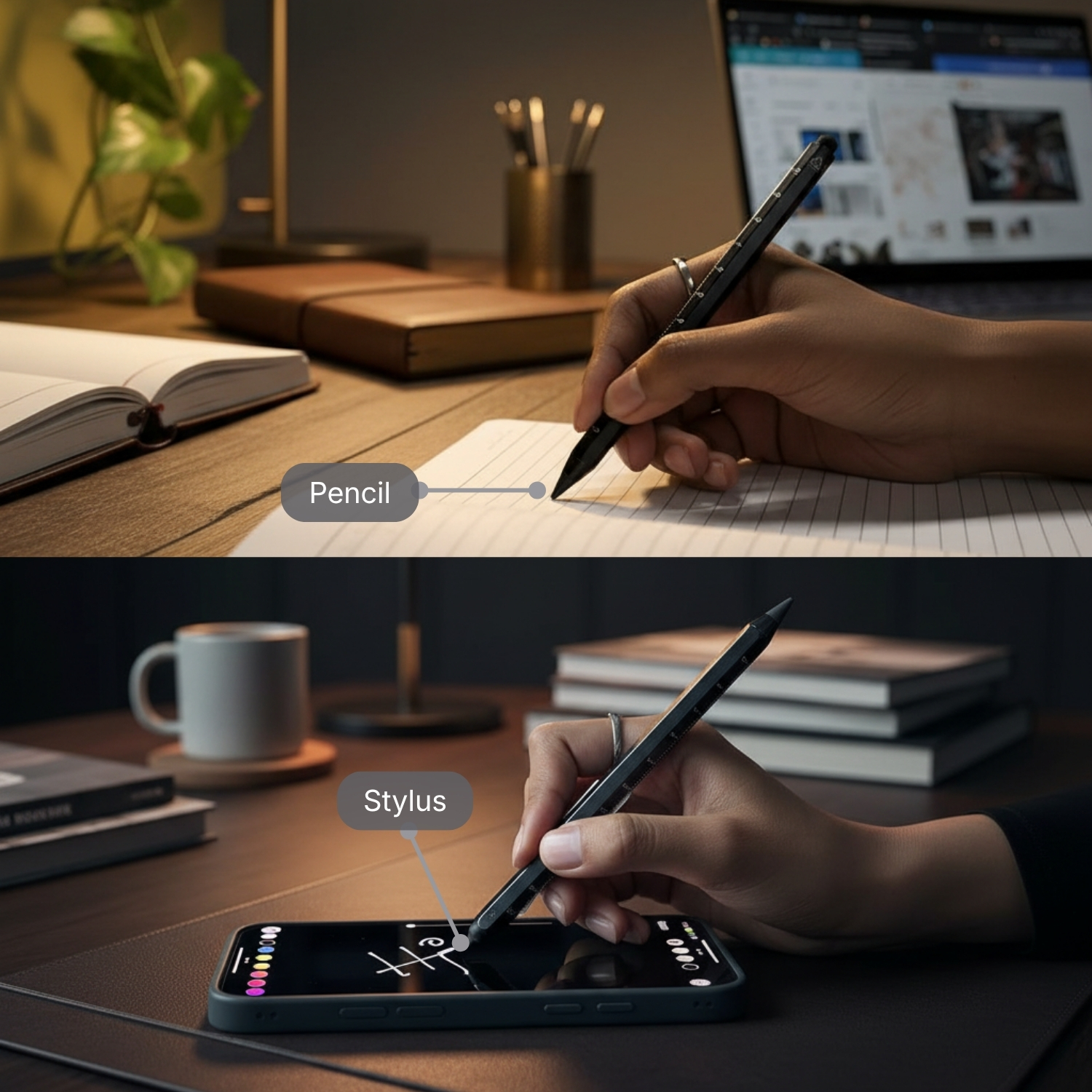 Metric Ruler Pen | Recycled Aluminum Dual Function Pen with Laser-Etched Metric Scale, Matte Finish, Lightweight Design | Eco-Friendly Tool for Students, Architects & Engineers, Black view 3