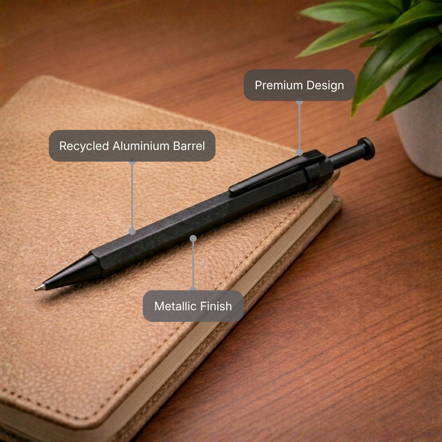 "Re Al Hex Pen 2 | Recycled Aluminum Eco-Friendly Pen with Stylus Option, Matte Finish, Ergonomic Grip, Lightweight Design | Ideal for Corporate Gifting, Branding & Daily Use " view 2