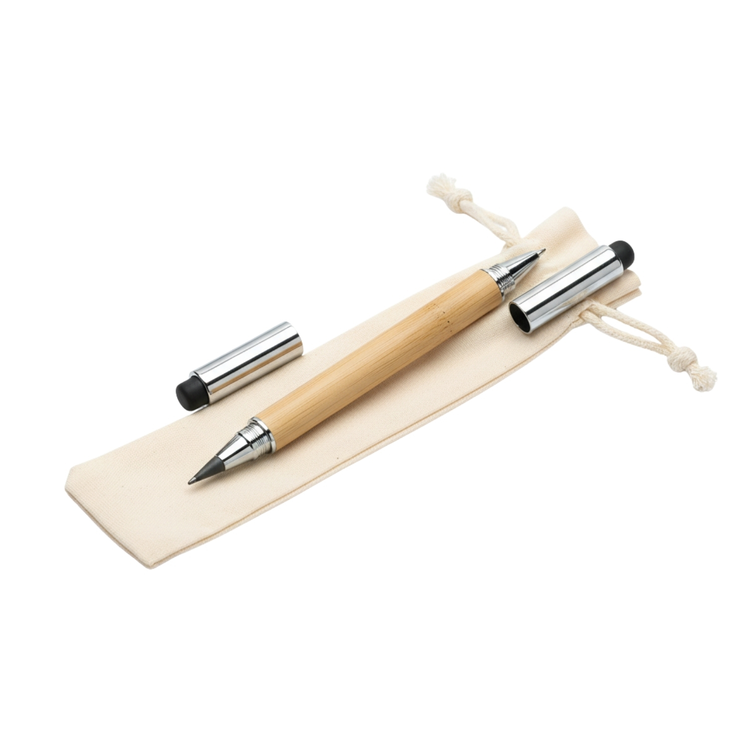 Inkless Glide | Ball Pen, Stylus, Screen Cleaner & Mobile Stand with Metal Accents, Eco Pouch Included | Sustainable Corporate Gifting Pen