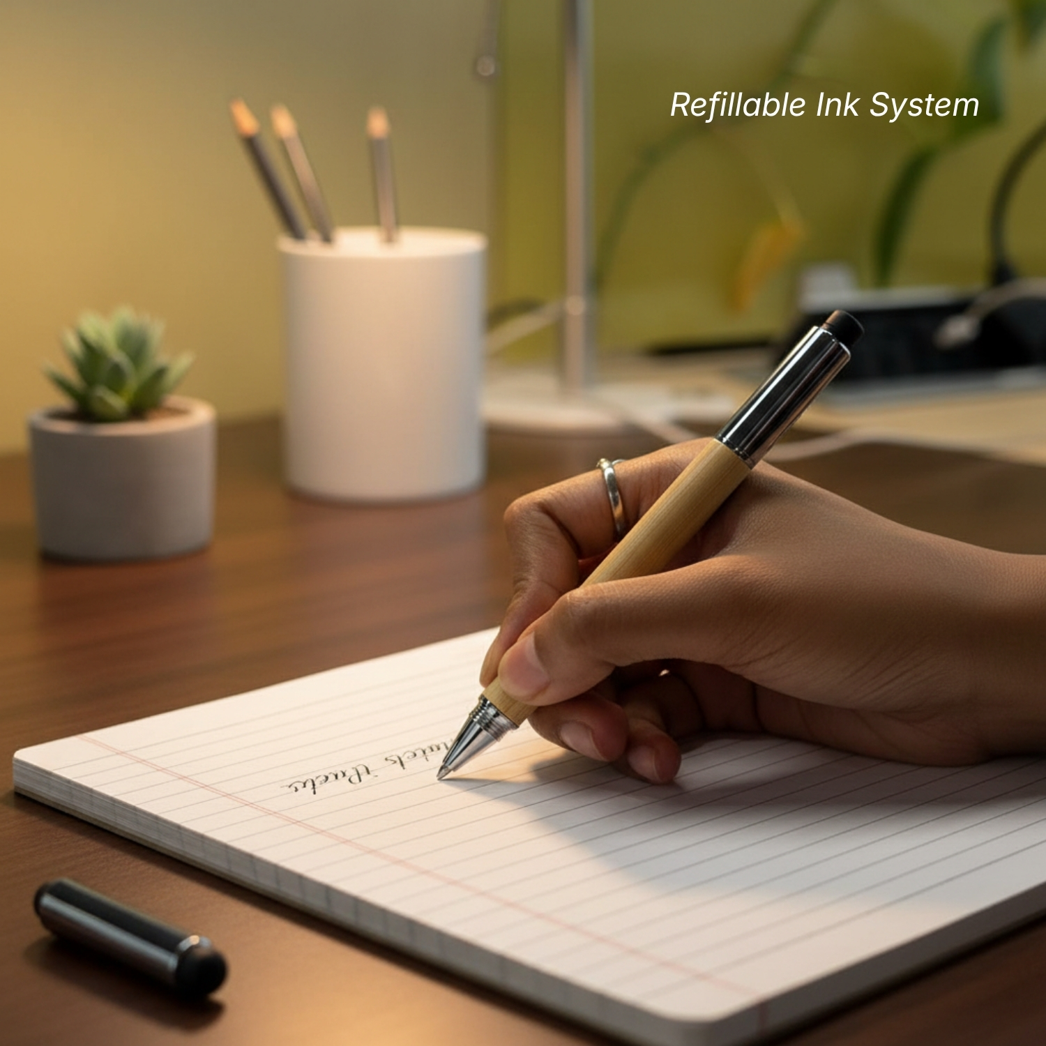 Inkless Glide | Ball Pen, Stylus, Screen Cleaner & Mobile Stand with Metal Accents, Eco Pouch Included | Sustainable Corporate Gifting Pen view 2