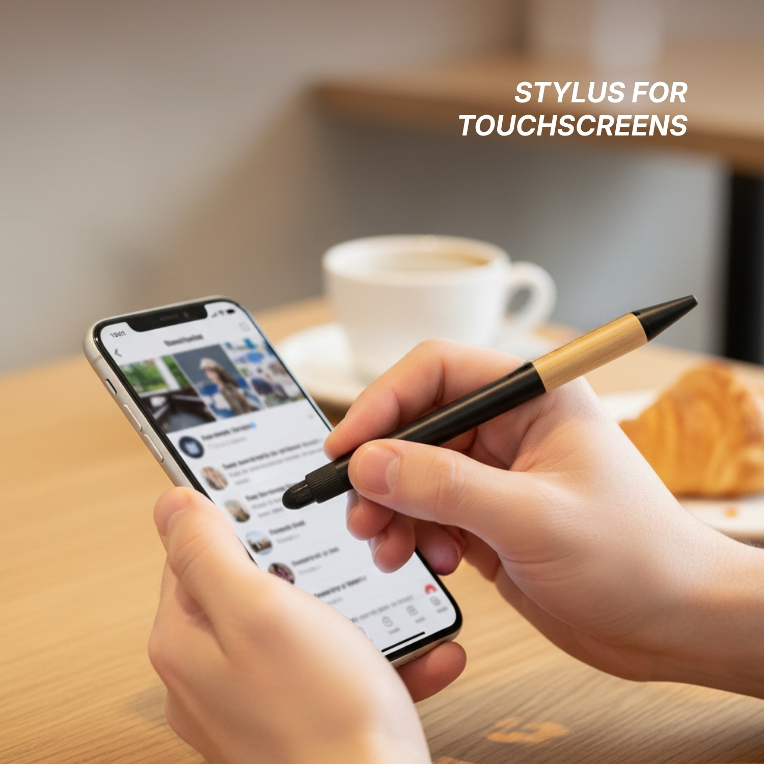 Eco Bam Pen | Recycled Aluminium Ball Pen with Matte Silver Finish, Cork Grip & Touchscreen Stylus Tip | Premium Corporate Gifting Pen view 3