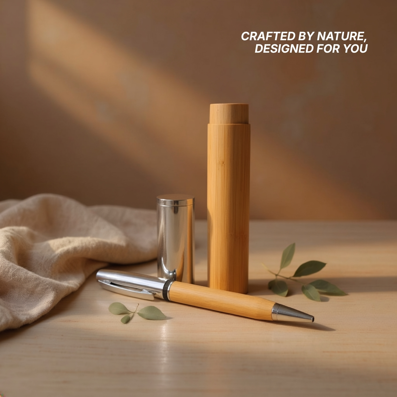Bam Flow Pen | Genuine Bamboo Barrel Ball pen with Smooth Writing, Luxury Gift Box with R-Leather Trim | Corporate Gifting Pen view 4