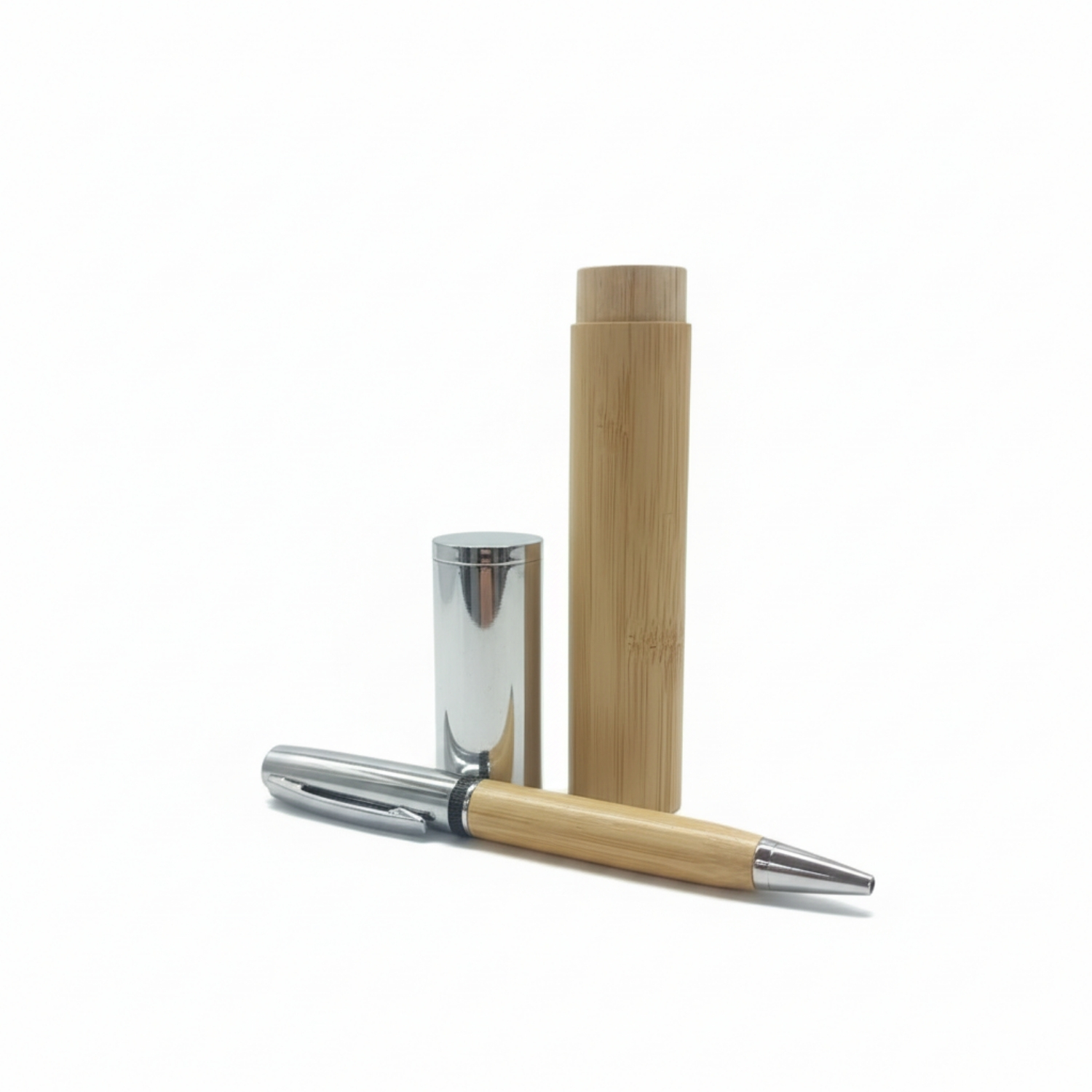 Bam Flow Pen | Genuine Bamboo Barrel Ball pen with Smooth Writing, Luxury Gift Box with R-Leather Trim | Corporate Gifting Pen