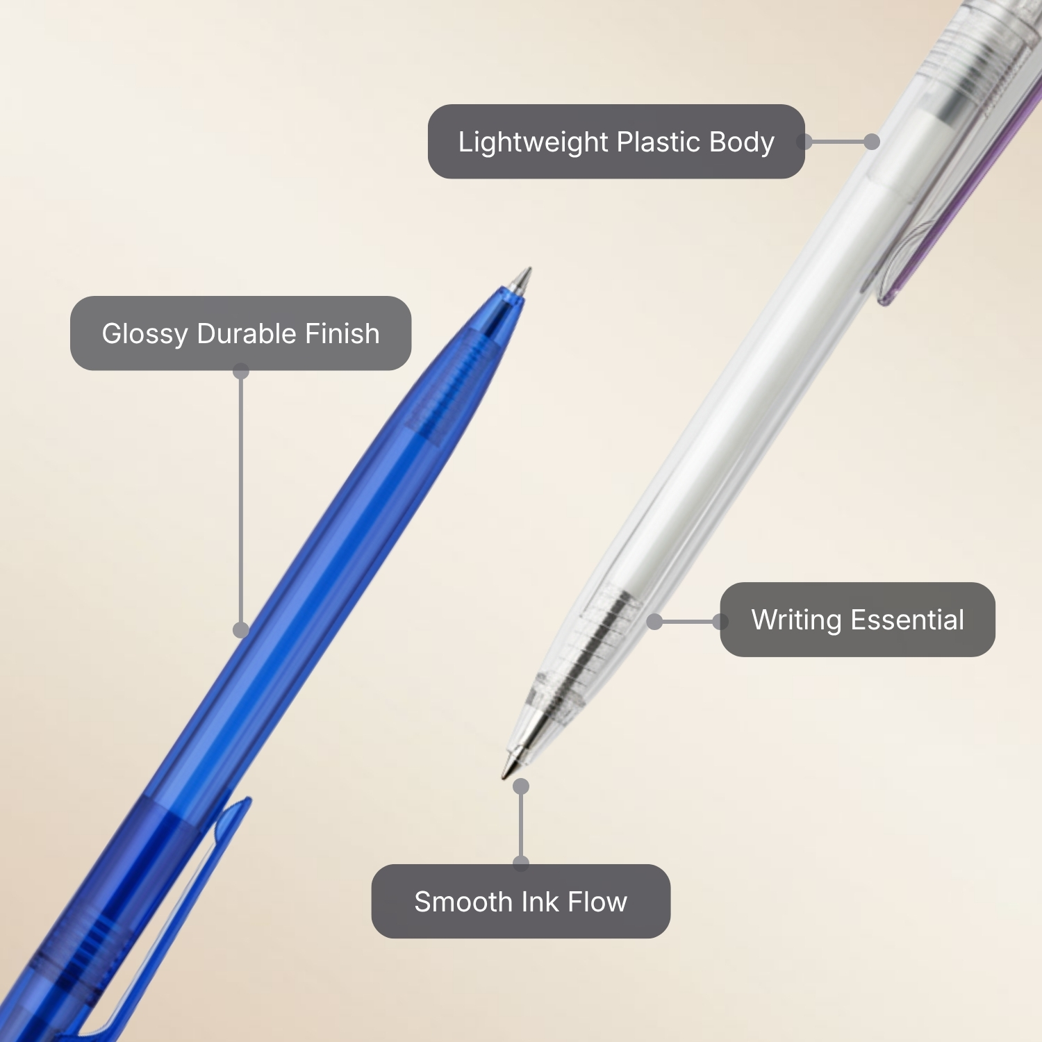 Re Scribe RPET Slim Pen | Lightweight RPET Plastic Ball Pen, Smooth Writing, Glossy Finish, Comfortable Grip | Promotional Pen for Office, Schools & Corporate Branding, Blue view 4