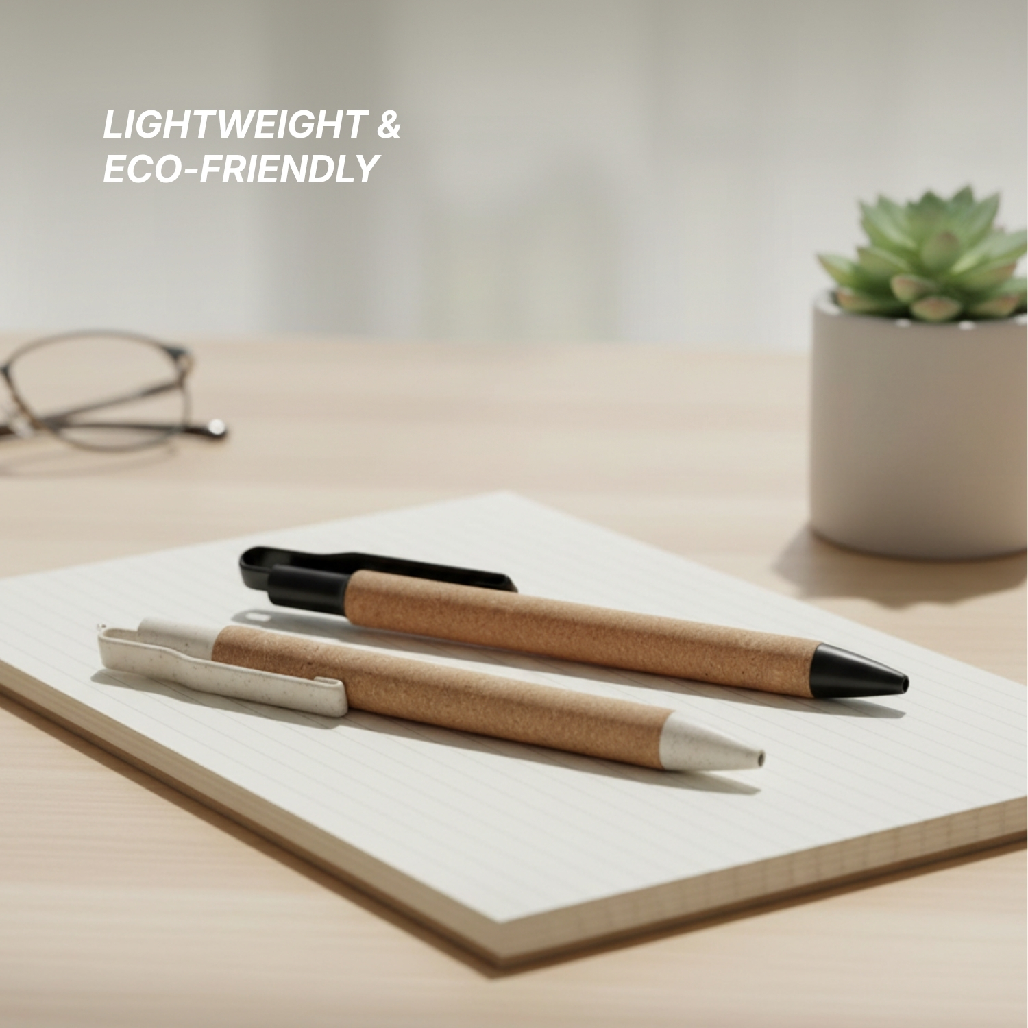 Cork Leaf Eco Pen | Wheat Straw & Cork Eco-Friendly Pen, Smooth Quick-Dry Ink, Lightweight Sustainable Writing Pen | Corporate Gifting & Promotional Branding Pen view 4