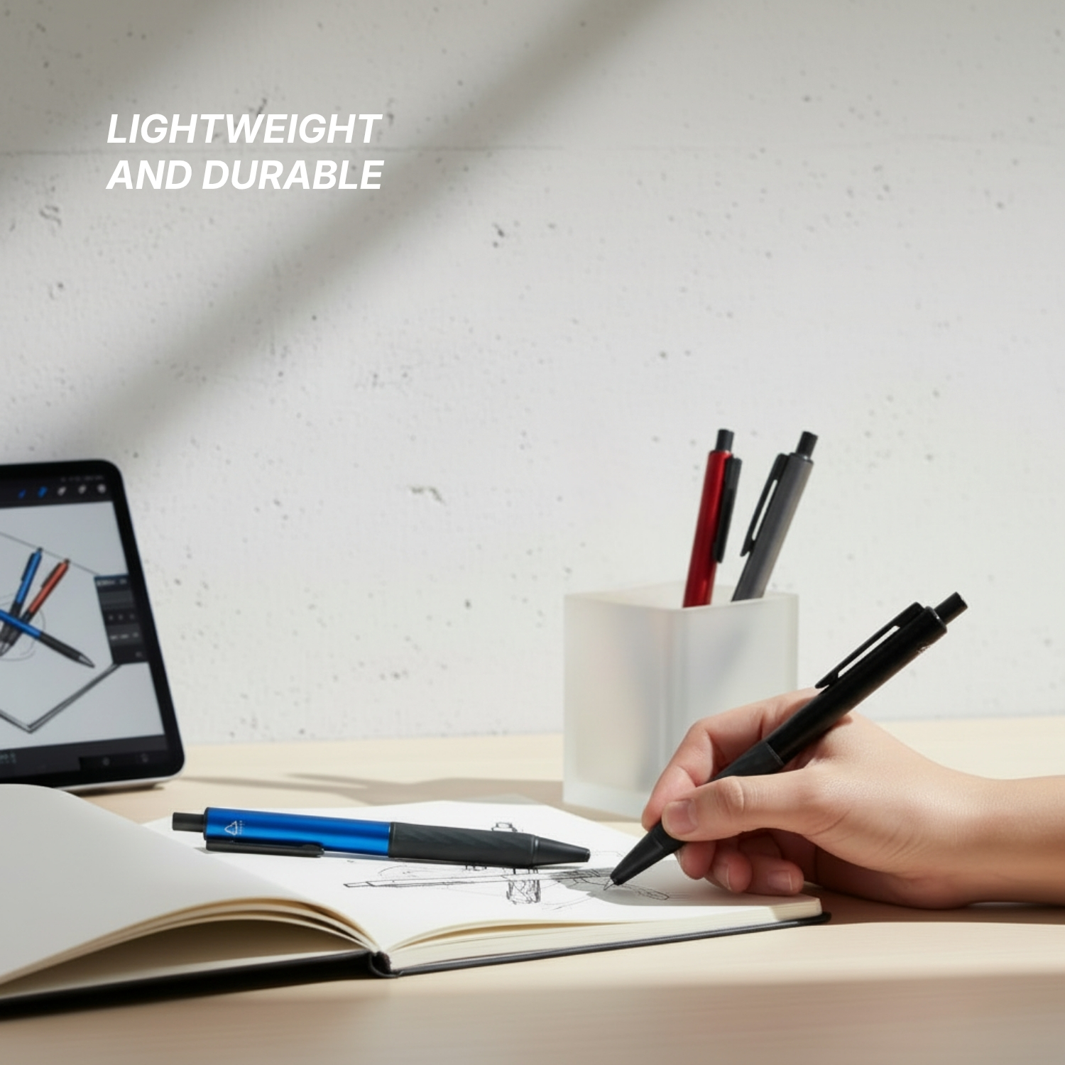 Alu Mark Lite pen| Premium Recycled Aluminum Pen with Rubber Grip, Matte Finish, Lightweight Design | Eco-Friendly Ball Pen for Office, Daily Use & Corporate Gifting, Blue view 4