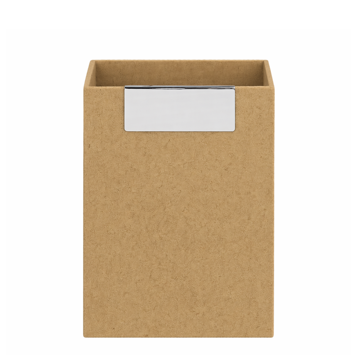 Cork Base Pen Holder | Eco-Friendly Cork Organizer with Metal Accent & Branding Panel, Lightweight & Durable | Sustainable Office Desk Accessory