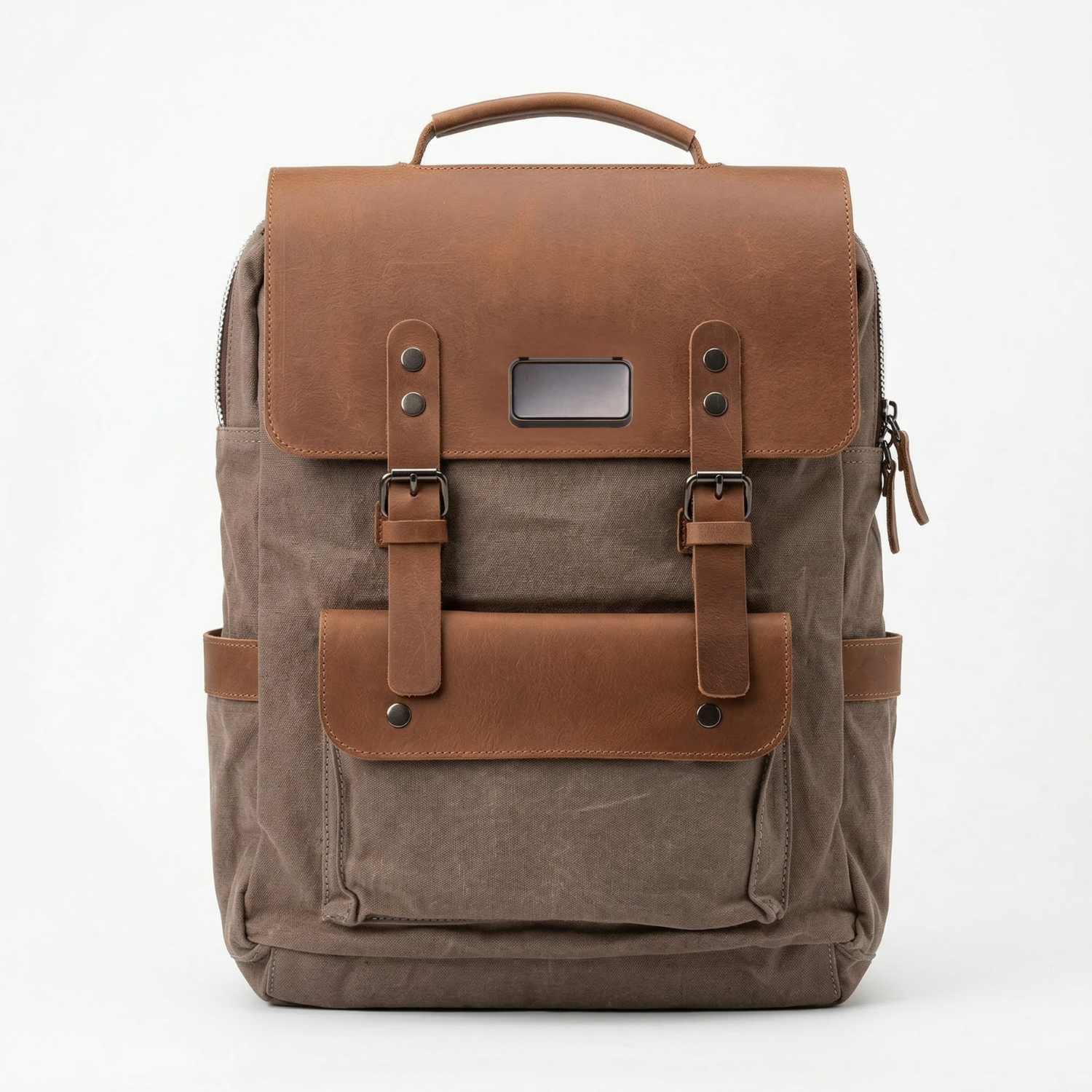 Canvas Leather Backpack | Heavy-Duty Canvas Bag with Flap Closure, Laptop Sleeve, Multi-Compartment Storage & Buckle Straps | Travel, Work & Everyday Carry Backpack