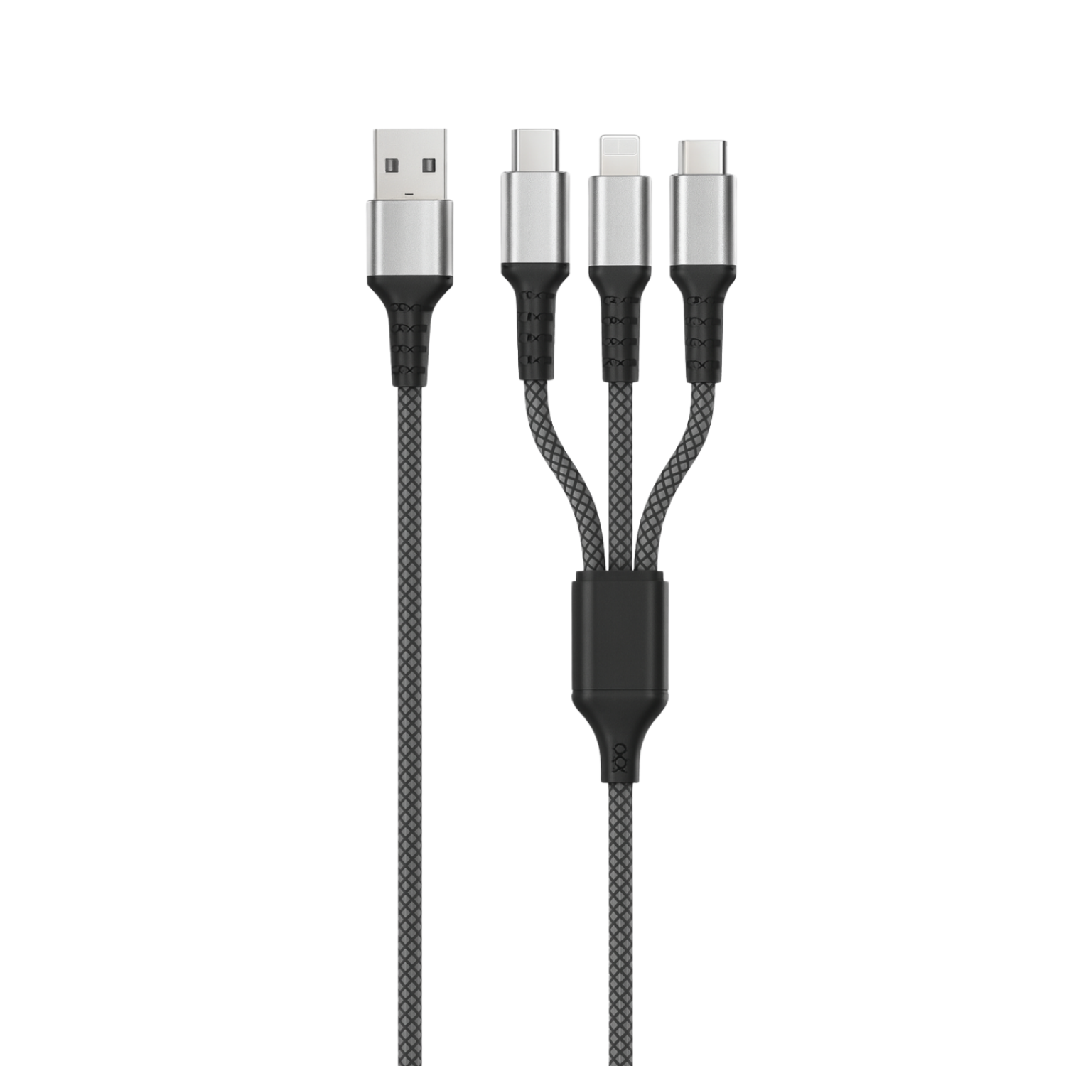 3-in-1 Fast Charging Cable | 120cm Nylon Braided Cable with Micro USB, Lightning & Type-C, 3A Output, Durable Multi-Device Charging Cable