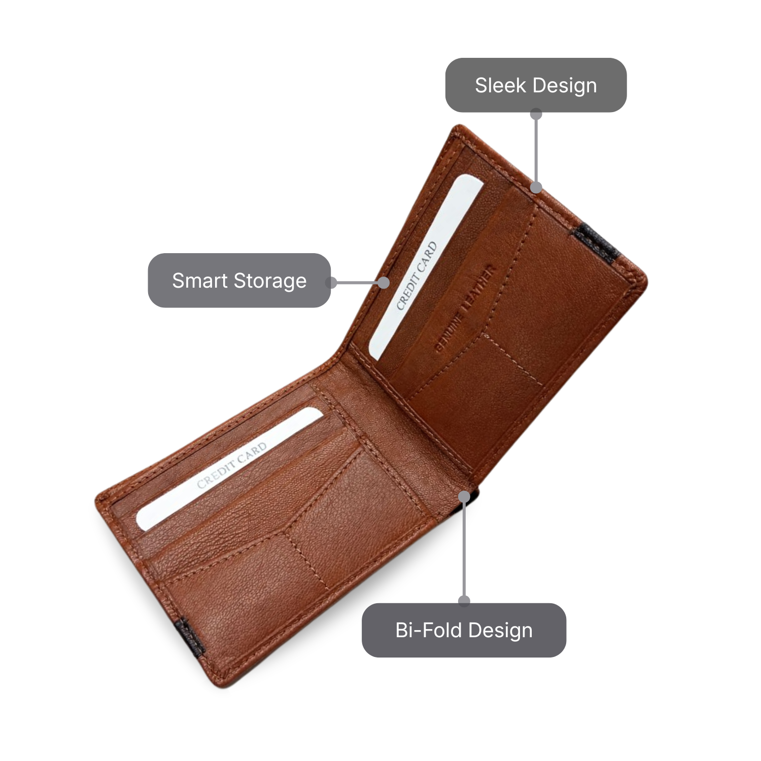 Prime Fold Wallet 2 | Dual-Tone Leatherette Bi-Fold Wallet with Card Slots, ID Window & Cash Compartment | Slim Executive Wallet view 2
