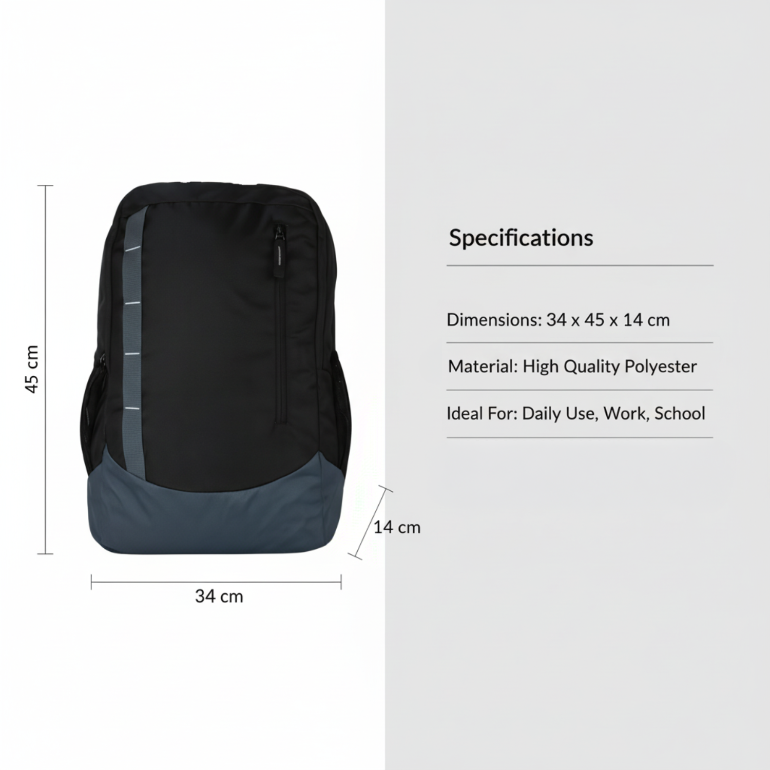 Kivo Backpack | Durable Polyester Backpack with 2 Large Compartments, 3D Air-Ventilated Back Panel & Side Pockets | School, Office & Everyday Carry Bag view 4
