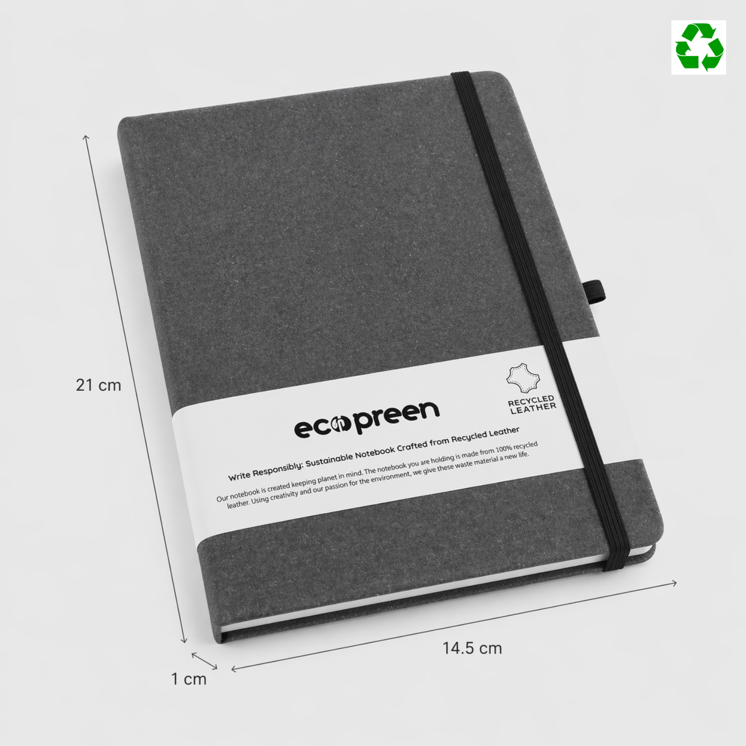 Recycled Leather Notebook | Two-Tone PU Hard Cover Notebook, Eco-Friendly, Durable & Premium Finish | Corporate Gifting & Professional Journal view 3