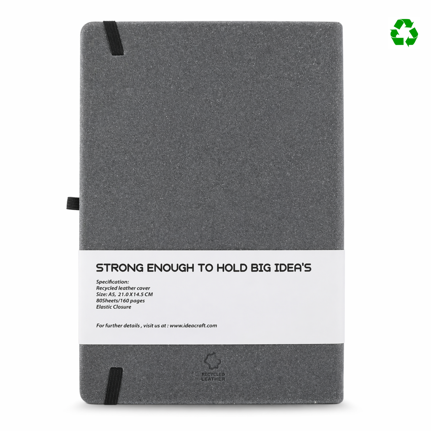 Recycled Leather Notebook | Two-Tone PU Hard Cover Notebook, Eco-Friendly, Durable & Premium Finish | Corporate Gifting & Professional Journal view 2